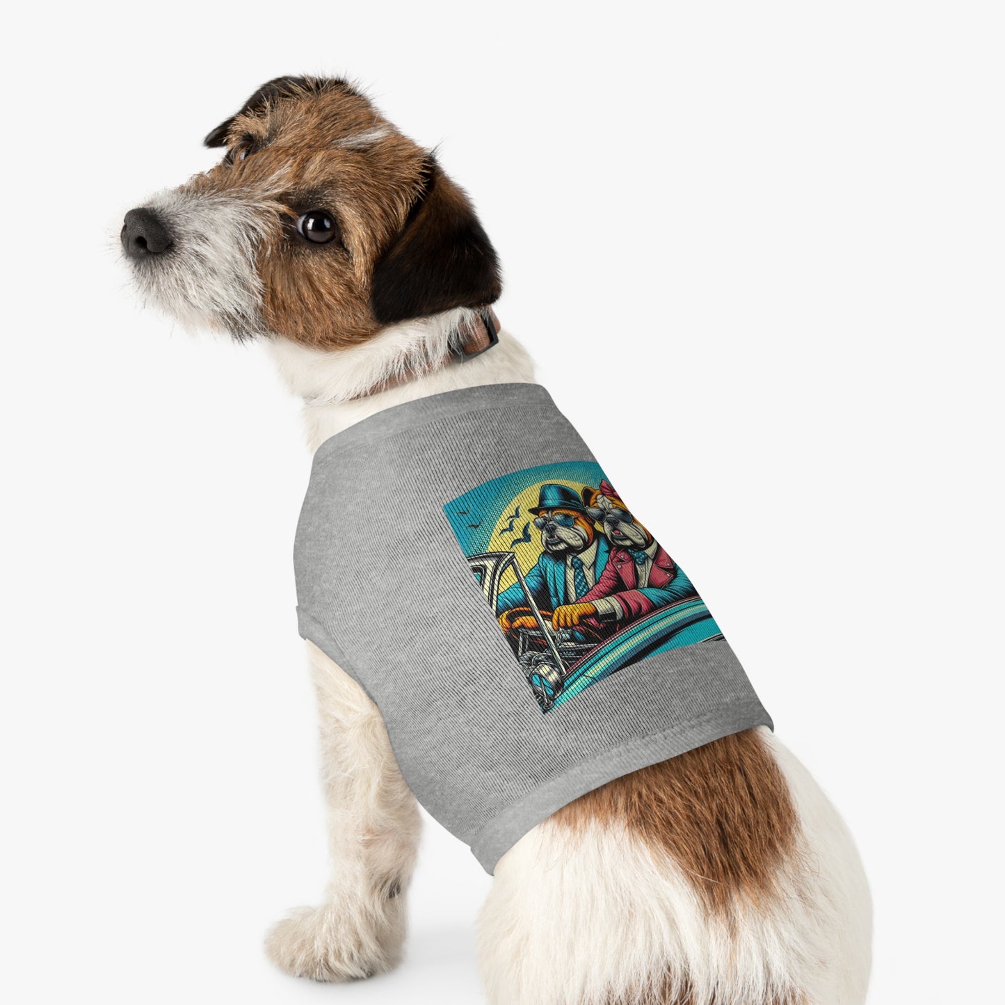 Wacky Pet Tank Top Bulldog sunset driving t shirt Pets Printify