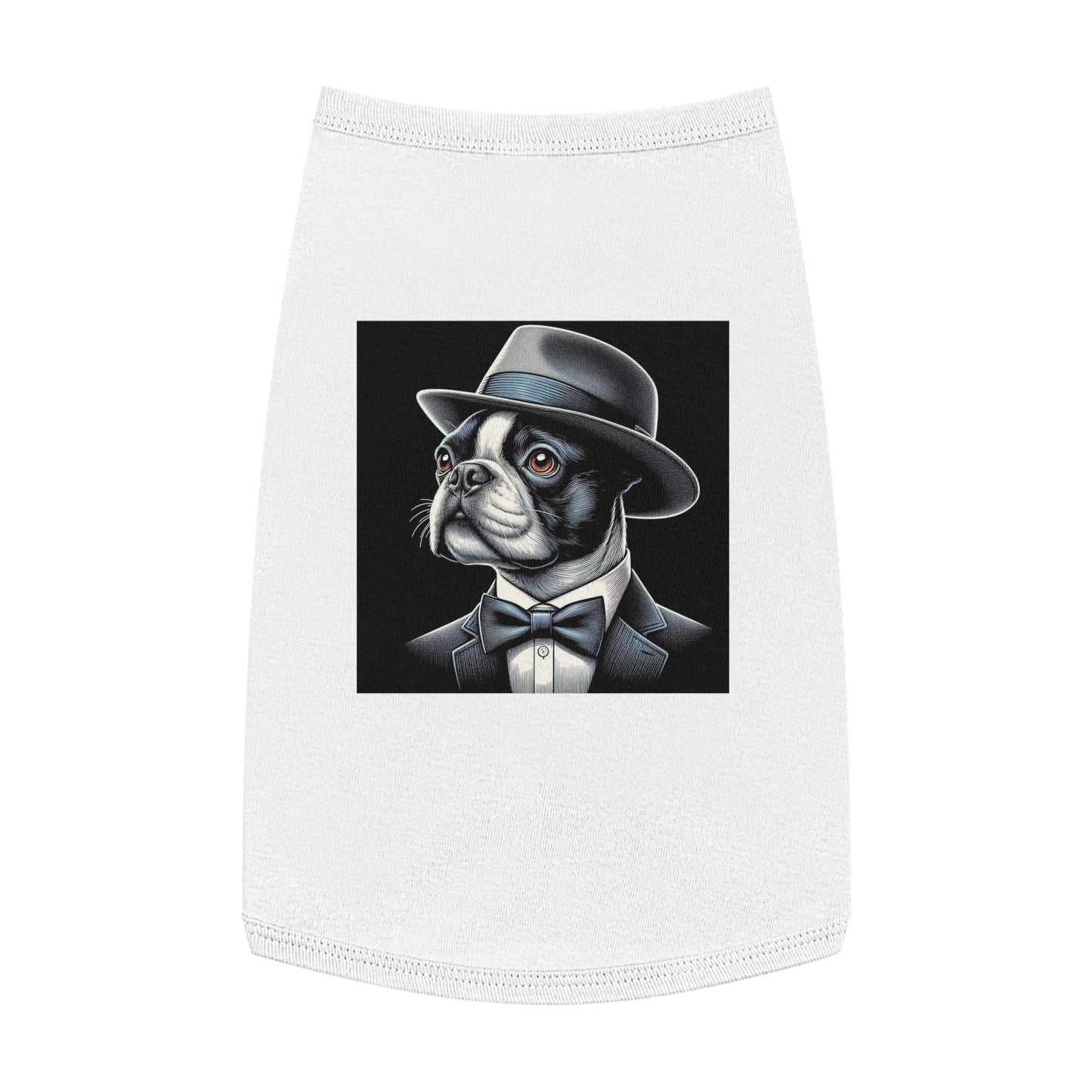 Dog Tank Top Boston Terrier Dog In Top Hat Pets Printify L White