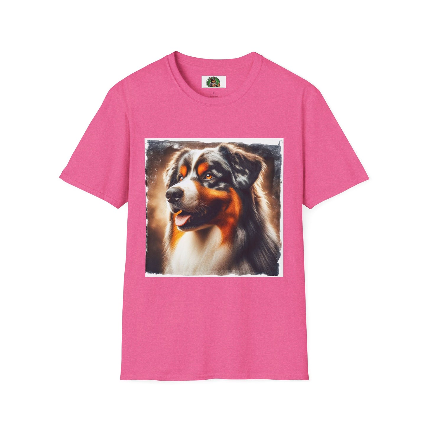 Australian Shepherd Profile Pic T-Shirt Printify S Heather Heliconia