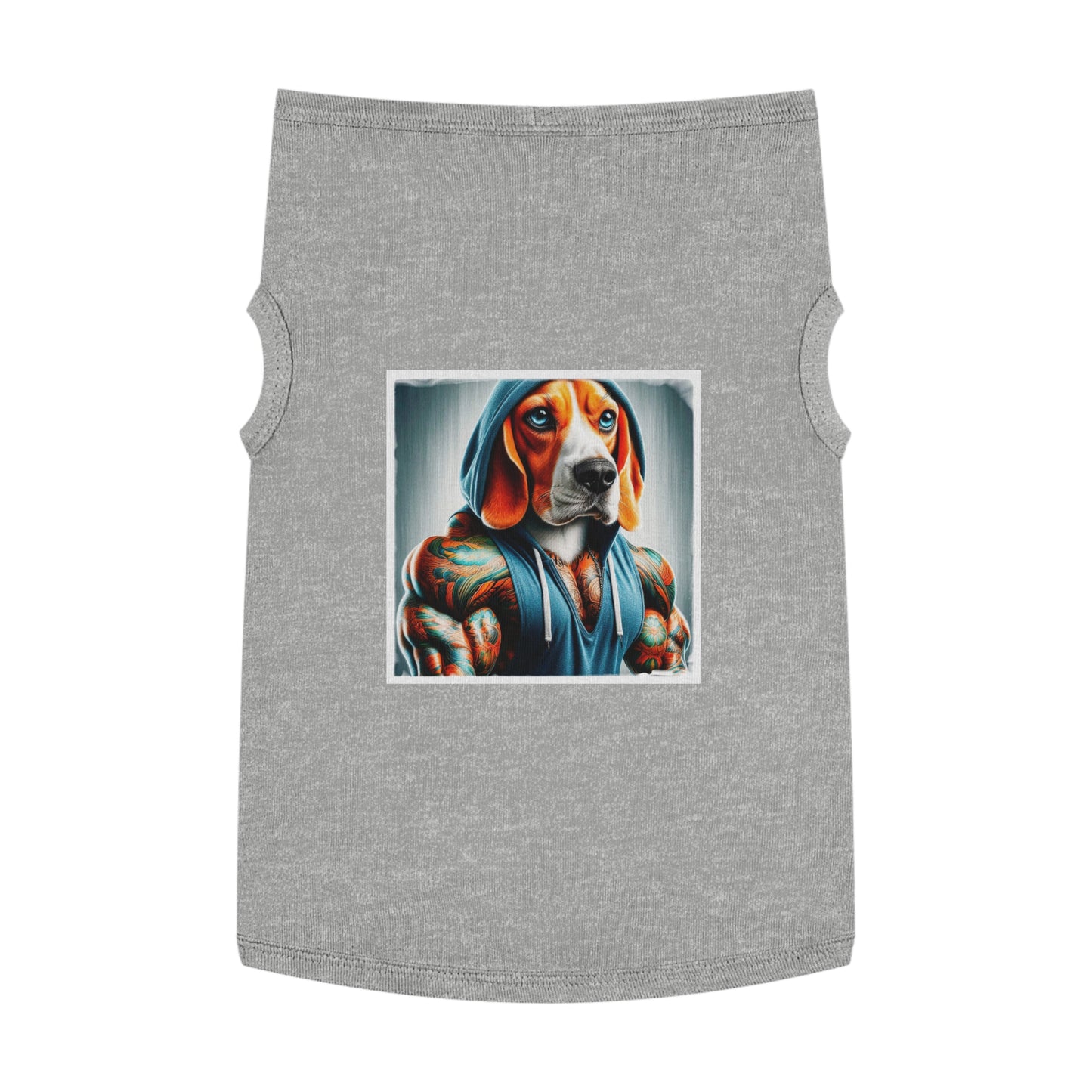Pet Tank Top Beagle Muscle Dog Wearing Hoodie Pets Printify XL Heather