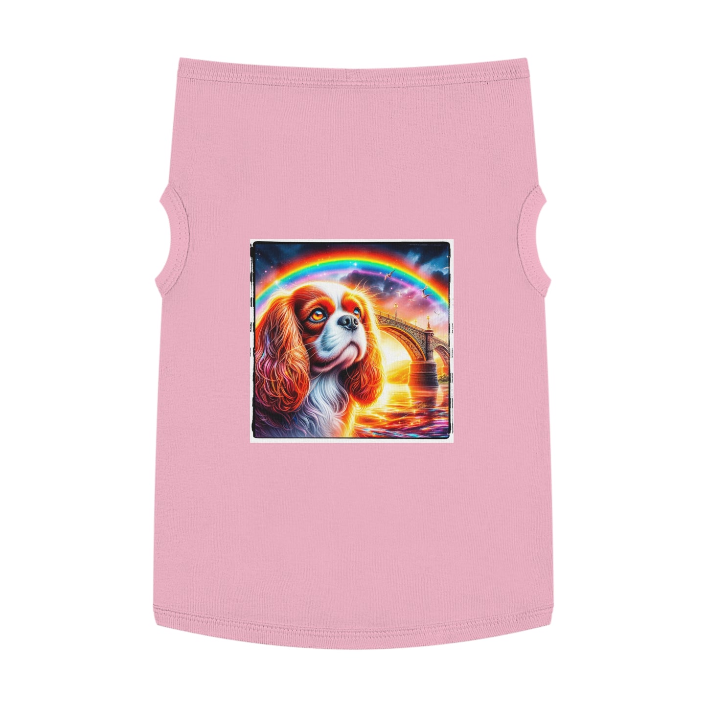 Pet Tank Top Cavalier King Charles Spaniel Rainbow bridge T Shirt Pets Printify XL Pink