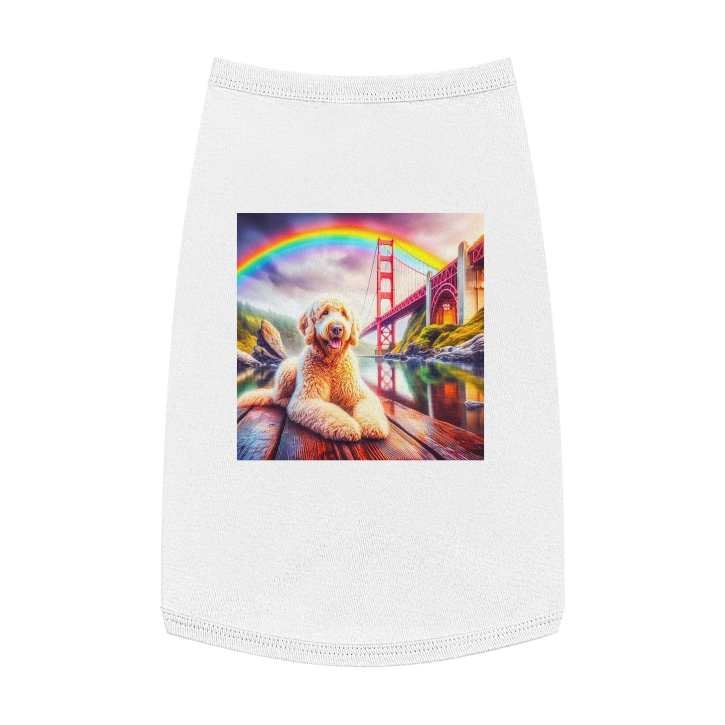 Pet Tank Golden Doodle pretty rainbow shirt Pets Printify L White