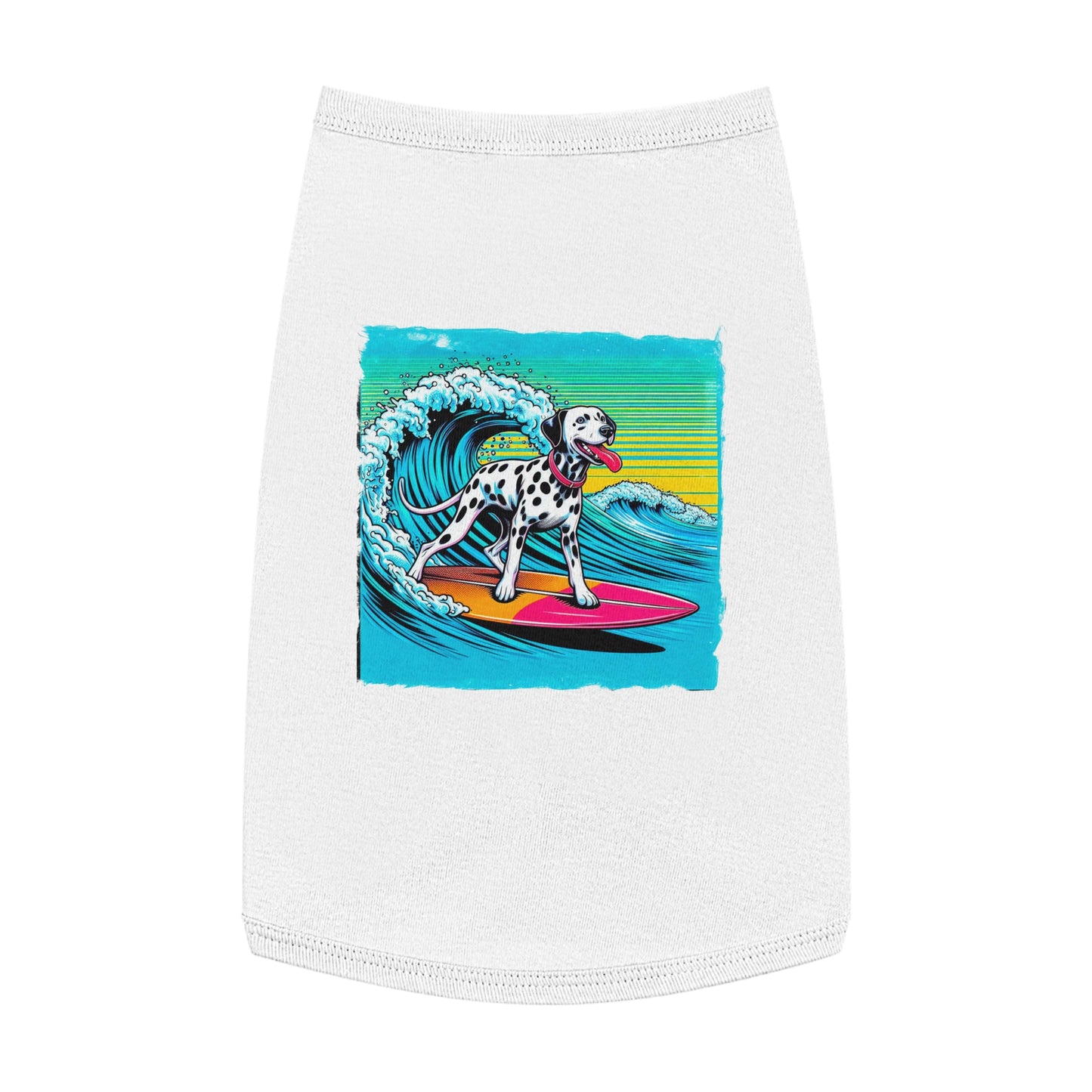 Pet Tank Top Dalmatian colorful waves t shirt Pets Printify L White