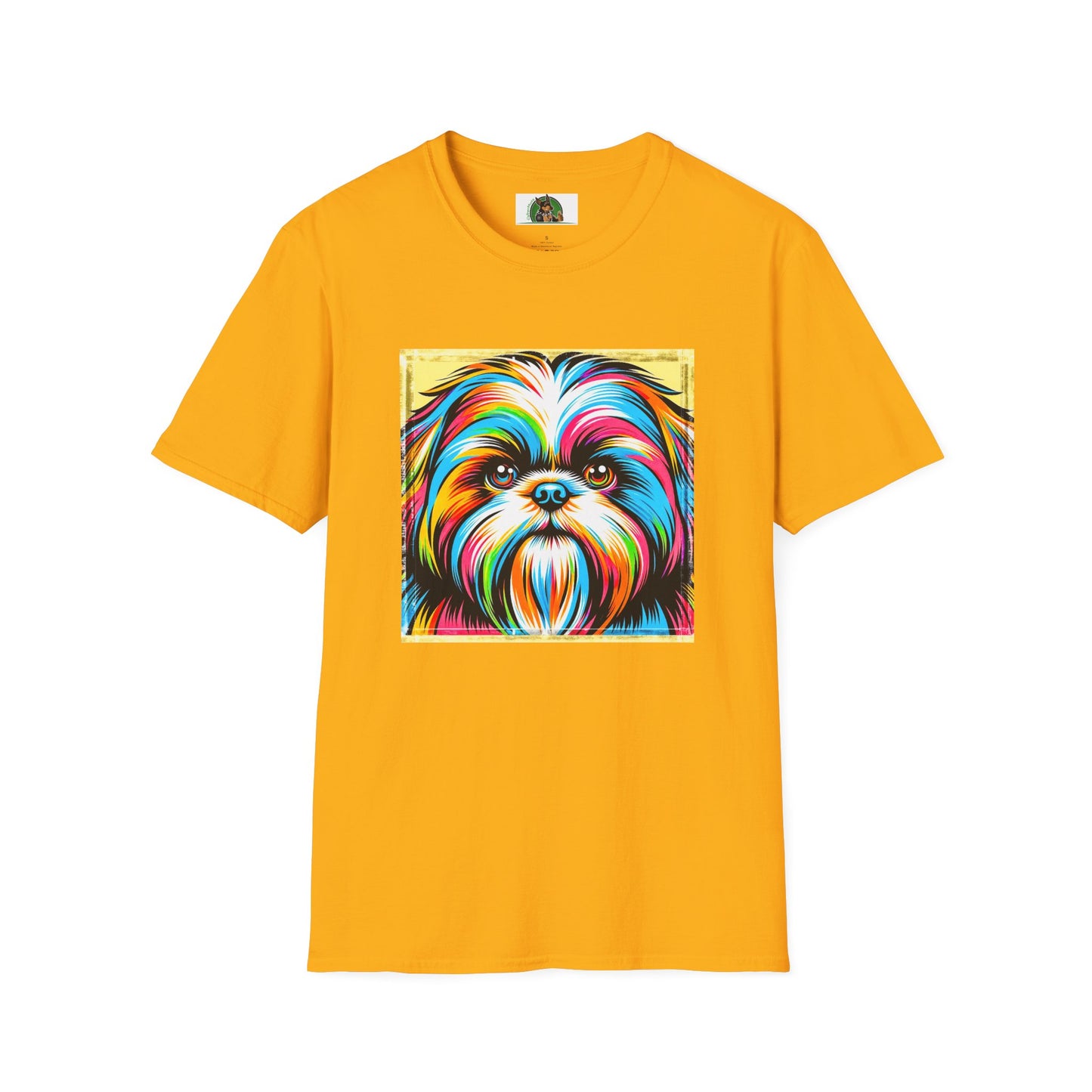 Shih Tzu colorful puppy shirt T-Shirt Printify S Gold