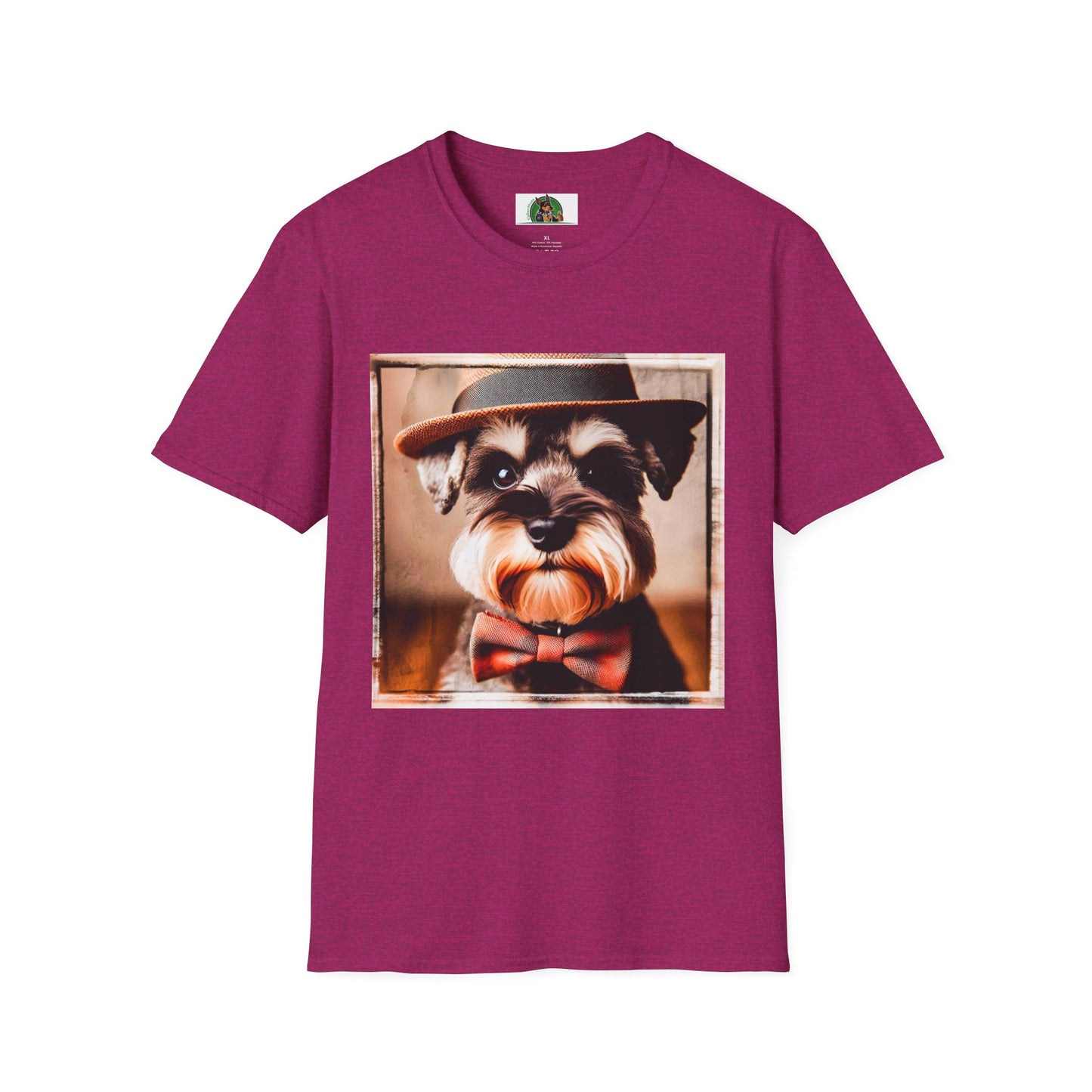Miniature Schnauzer top hat shirt T-Shirt Printify S Antique Heliconia