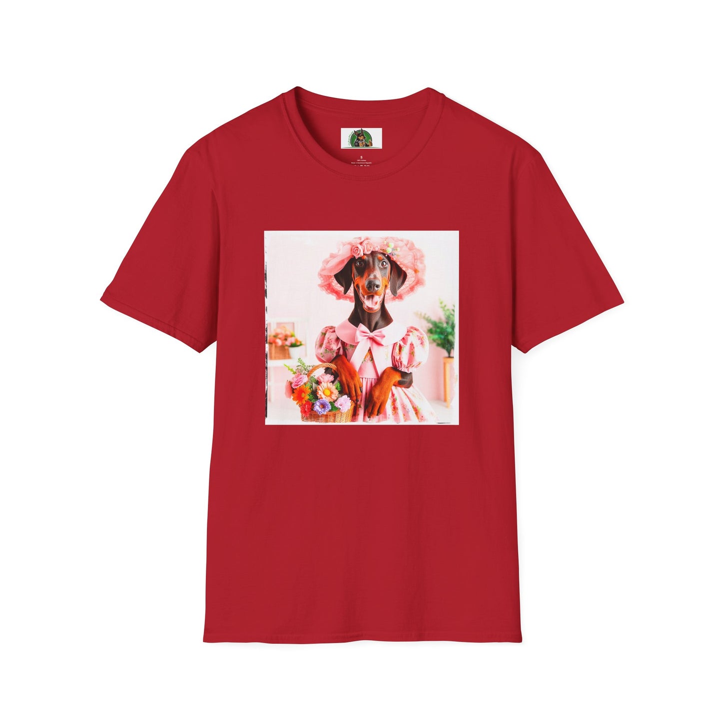 Doberman easter t shirt T-Shirt Printify S Cherry Red