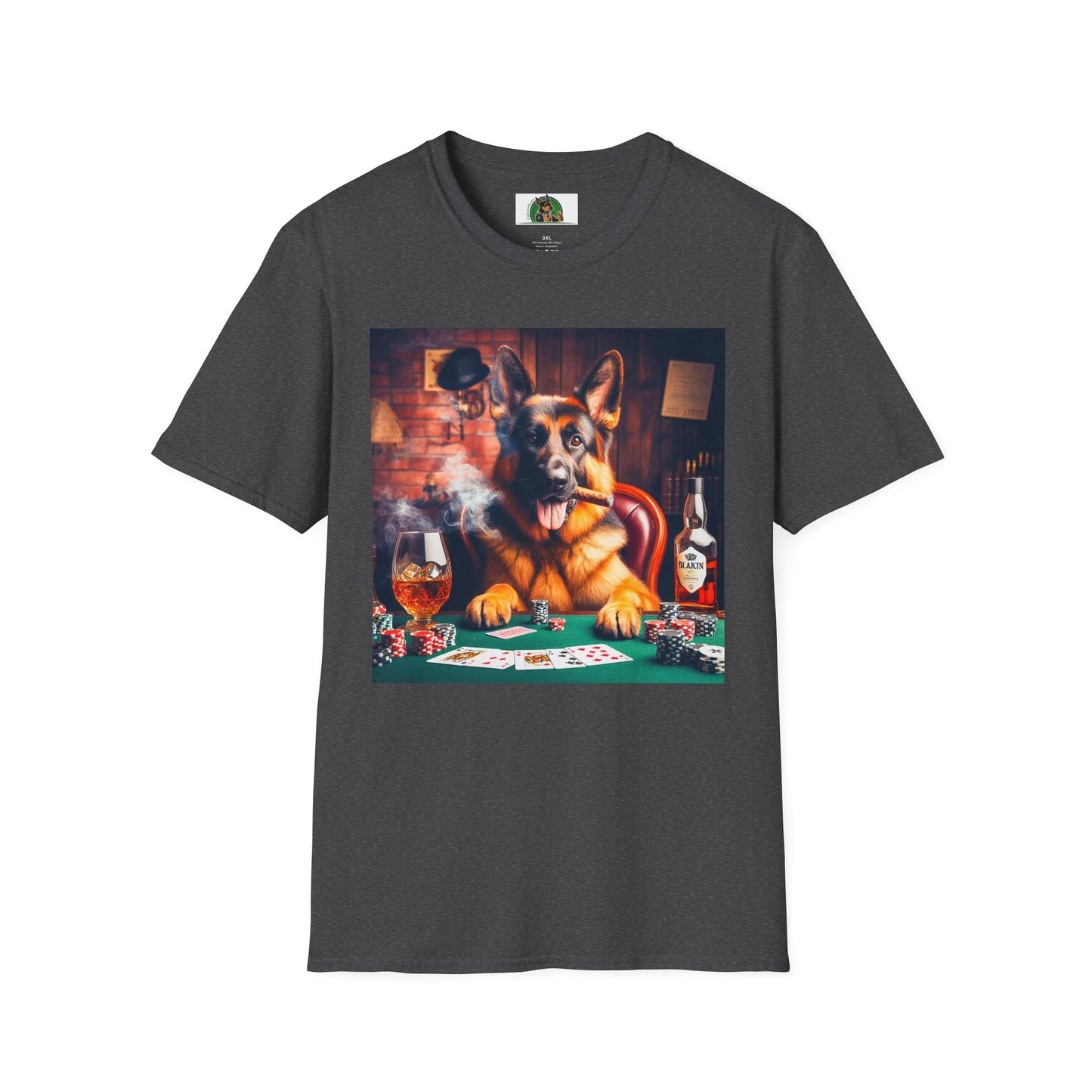 German Shepherd smoking a cigar shirt T-Shirt Printify Dark Heather S