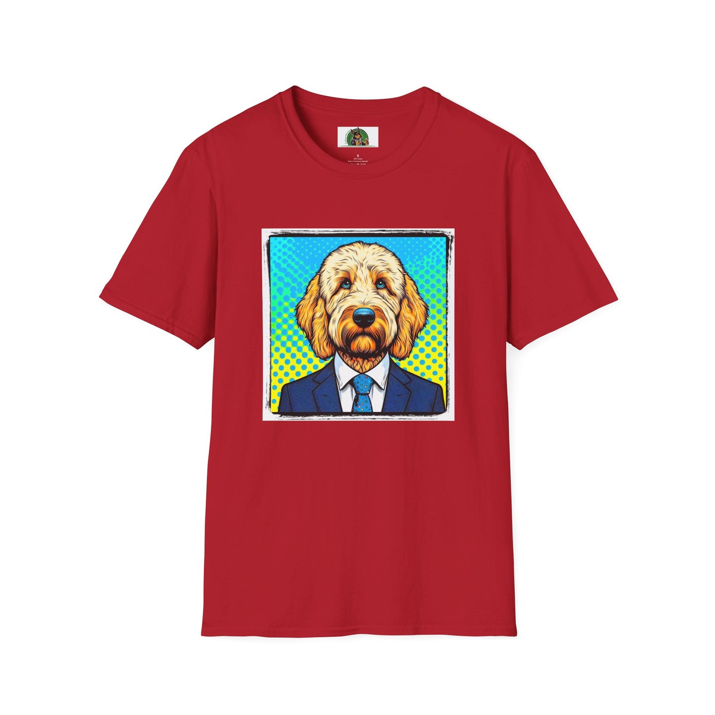 Golden Doodle blue suit t shirt T-Shirt Printify S Cherry Red