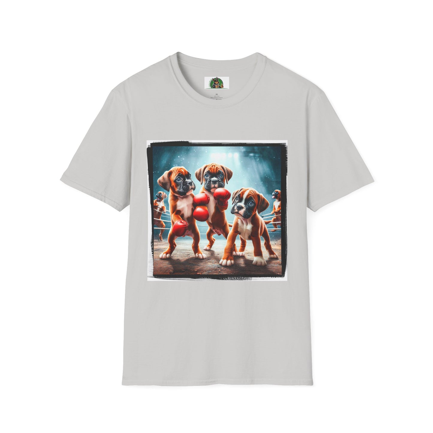 Boxer Puppies In Boxing Ring Shirt T-Shirt Printify S Ice Grey
