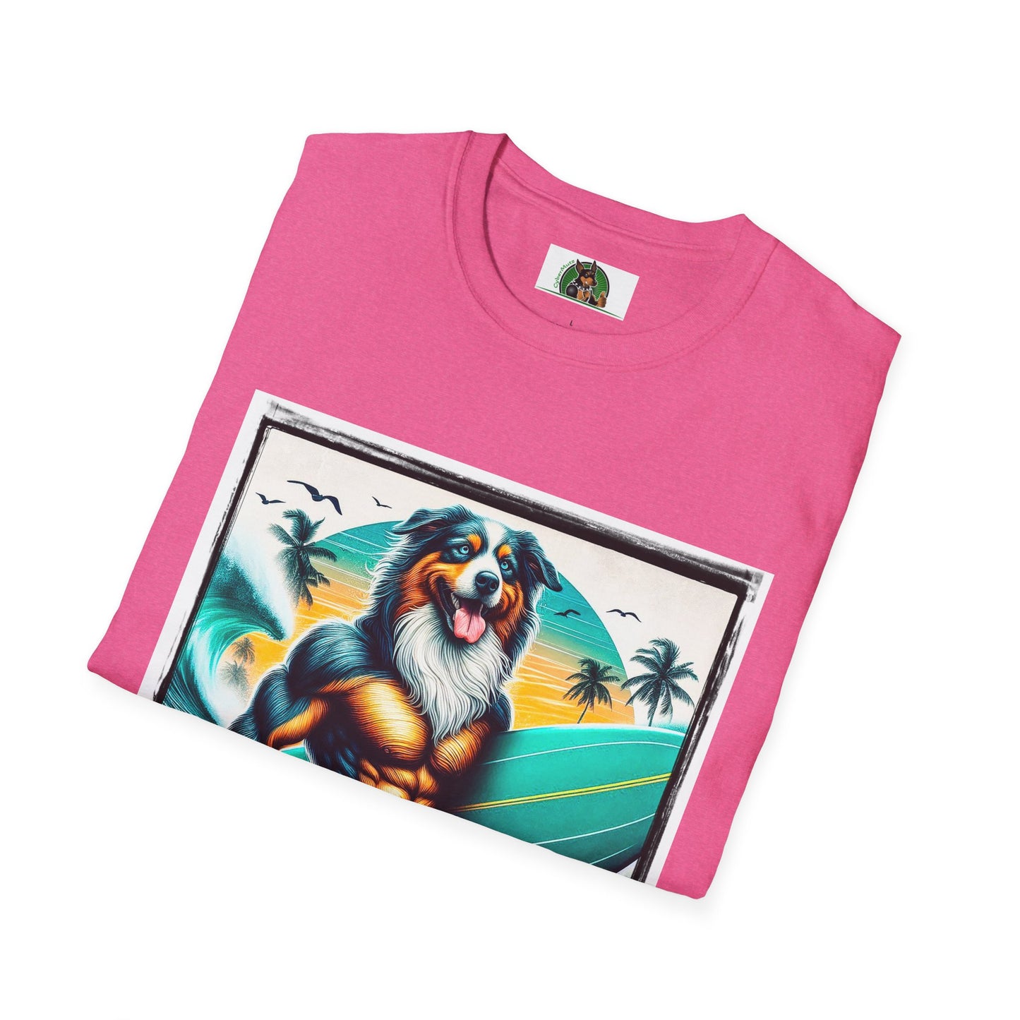 Australian Shepherd Turquoise Surf Board Beach Dog