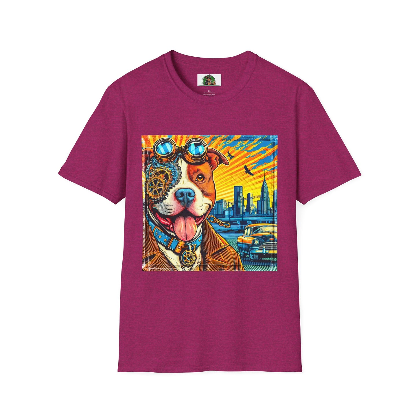 Pit Bull colorful steam punk shirt T-Shirt Printify S Antique Heliconia