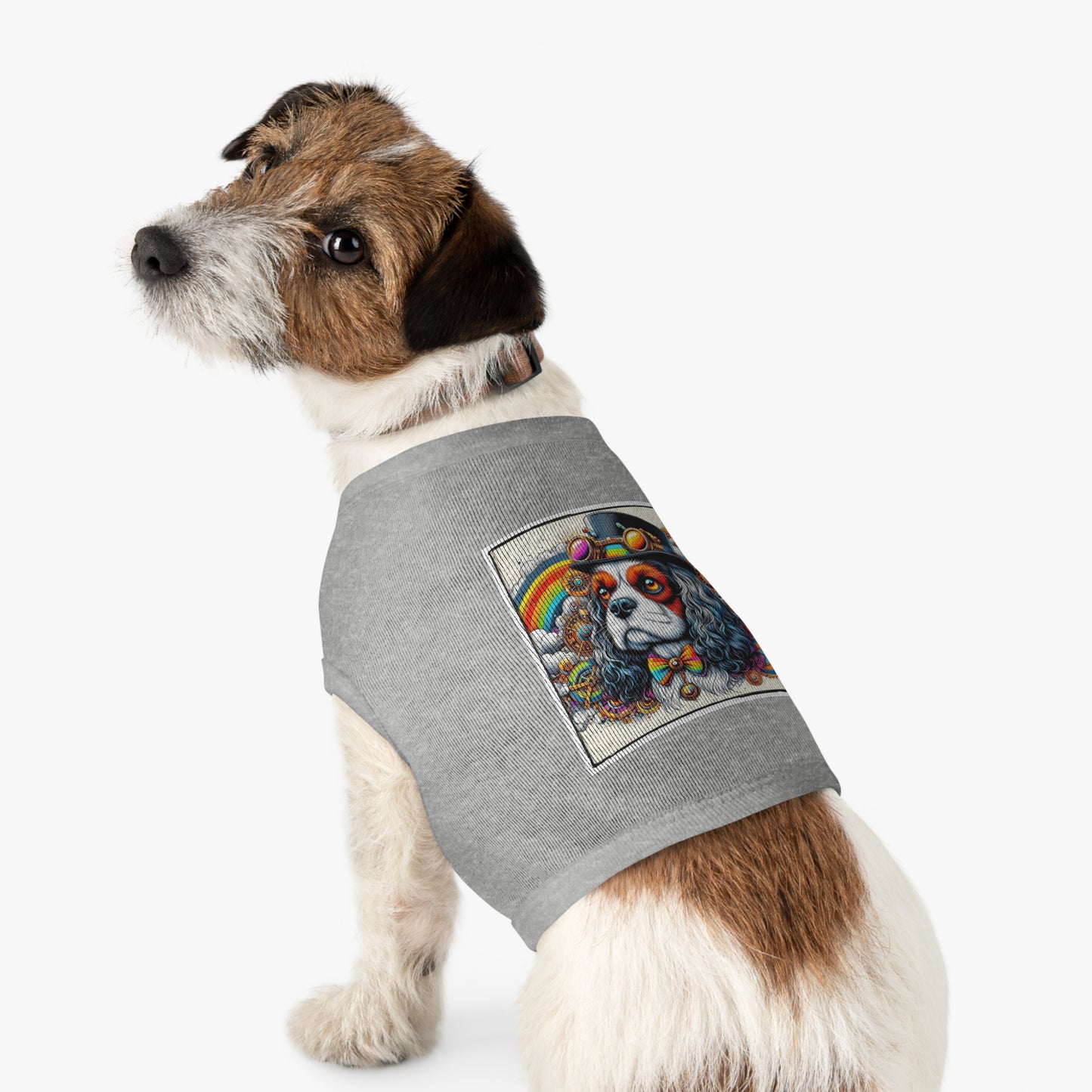 Pet Tank Top Cavalier King Charles Spaniel SteamPunk Colorful T Shirt Pets Printify