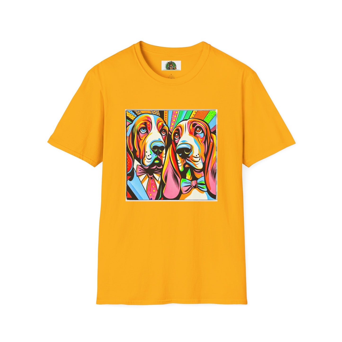 Basset Hound Boys Pop Art Pic T-Shirt Printify S Gold