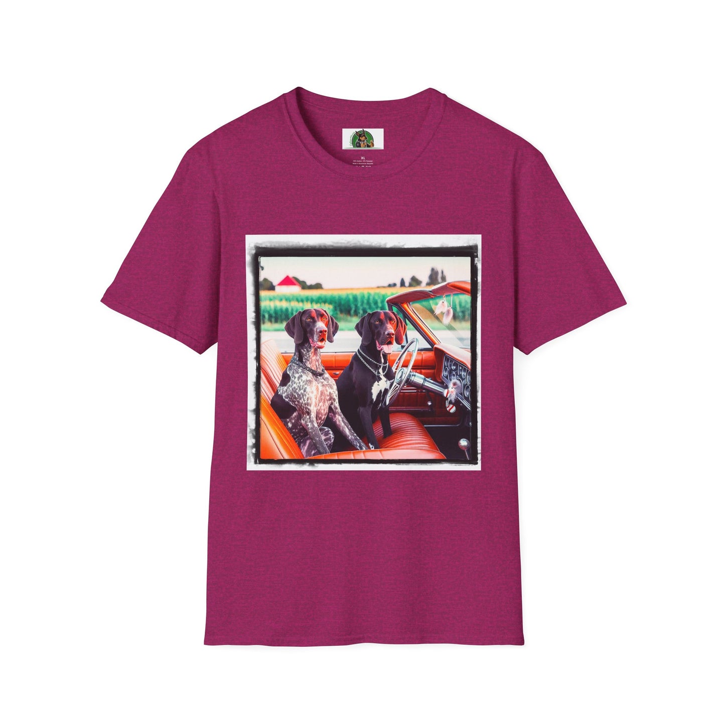 Wacky German Shorthaired Pointer friends driving t shirt T-Shirt Printify S Antique Heliconia