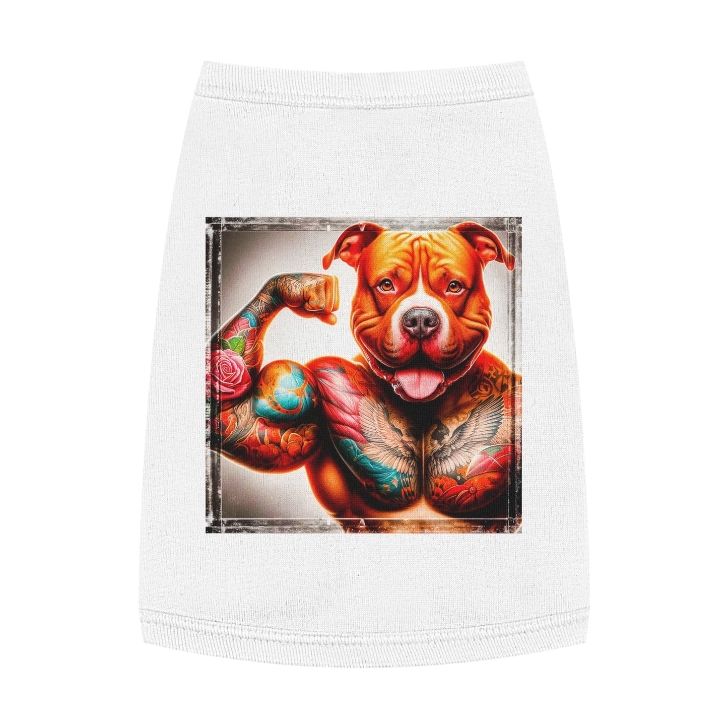 Pet Tank Top Pit Bull arm muscles Pets Printify M White