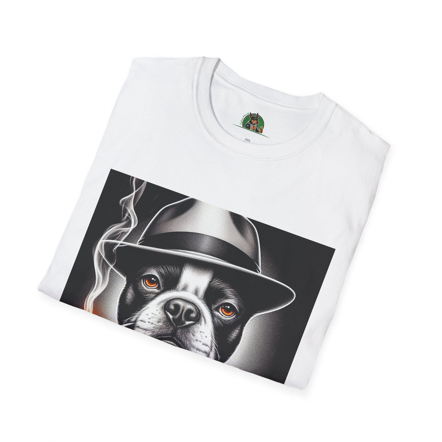 Boston Terrier Dog Smoking Pipe Drinking Whiskey T-Shirt Printify