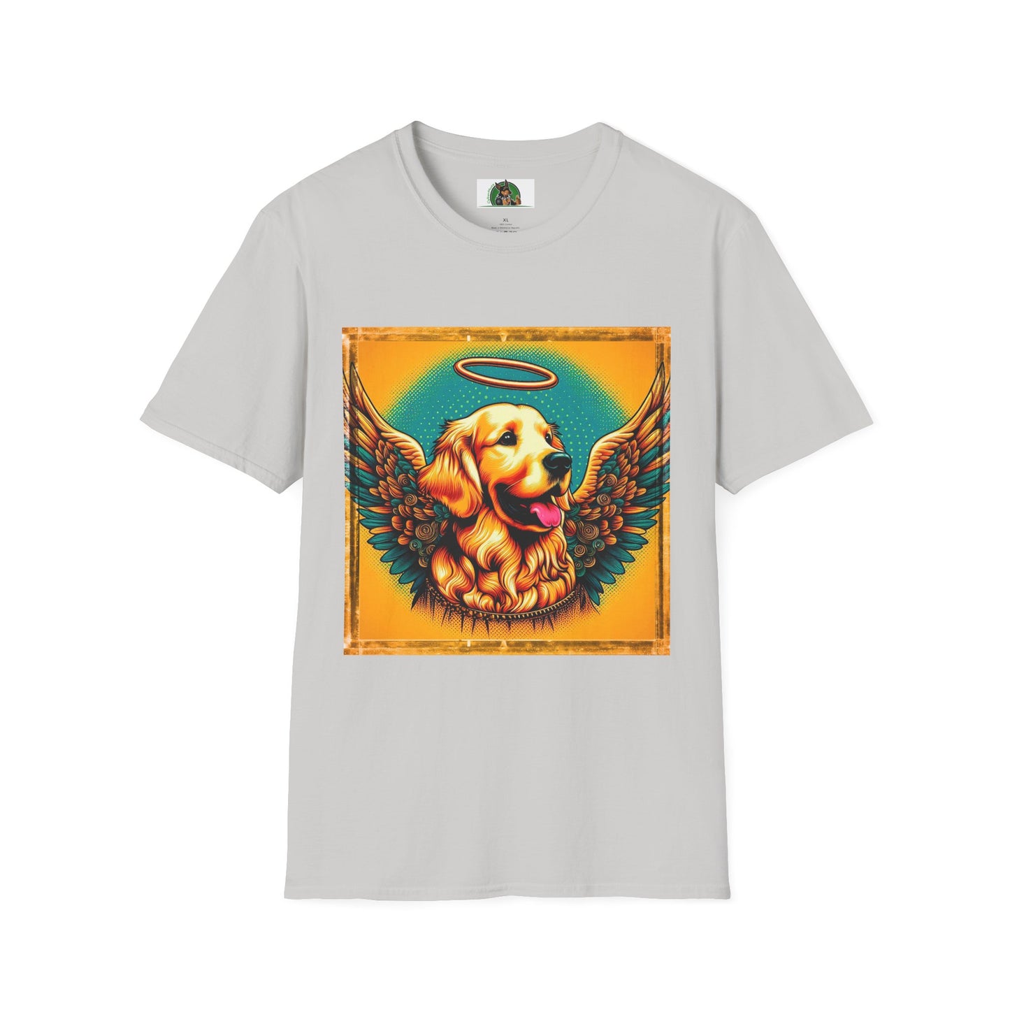 Golden Retriever glowing Angel t shirt T-Shirt Printify S Ice Grey