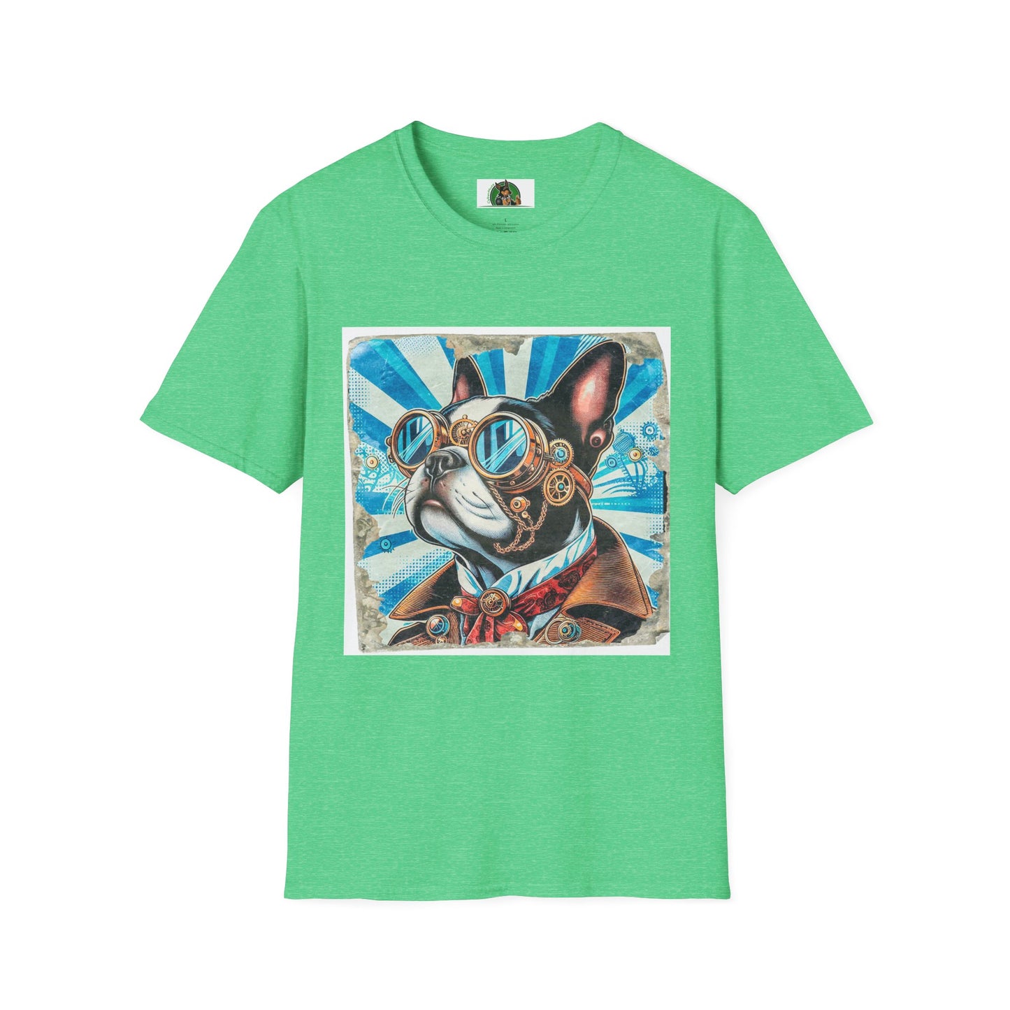 Steampunk Boston Terrier T-Shirt T-Shirt Printify S Heather Irish Green