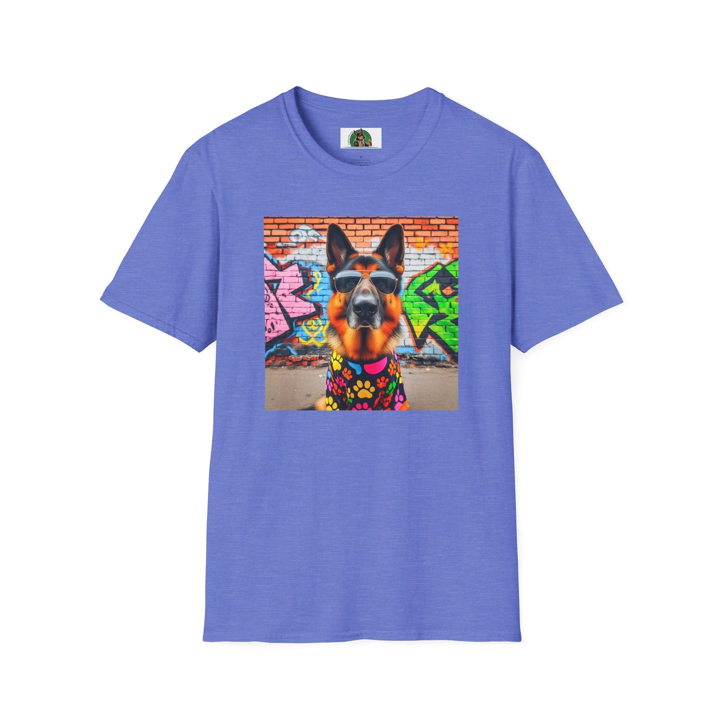 German Shepherd graffiti wall T-Shirt Printify Heather Royal S
