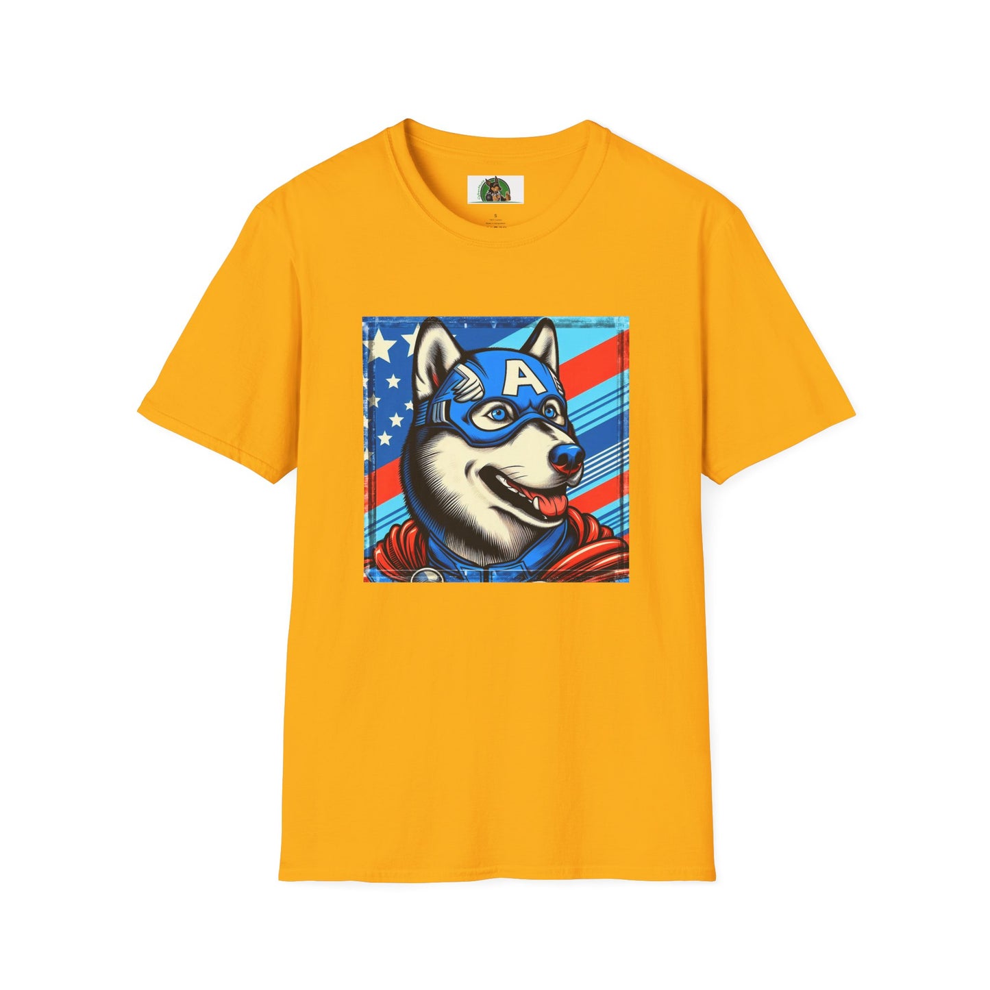 Husky super hero shirt T-Shirt Printify S Gold
