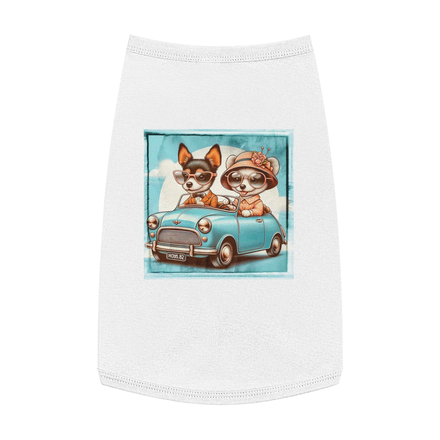 Wacky Pet Tank Top Rat Terrier couple driving Pets Printify L White