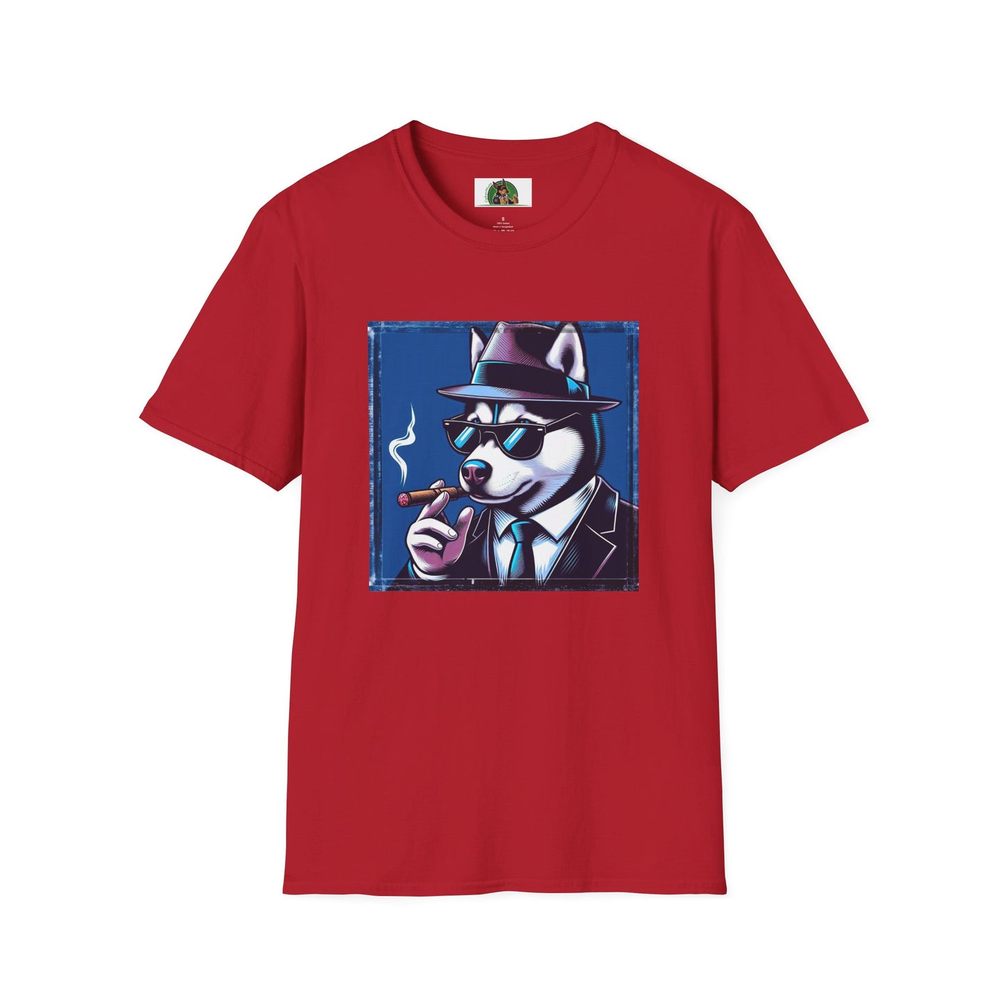 Husky smoking guy T-Shirt Printify S Cherry Red