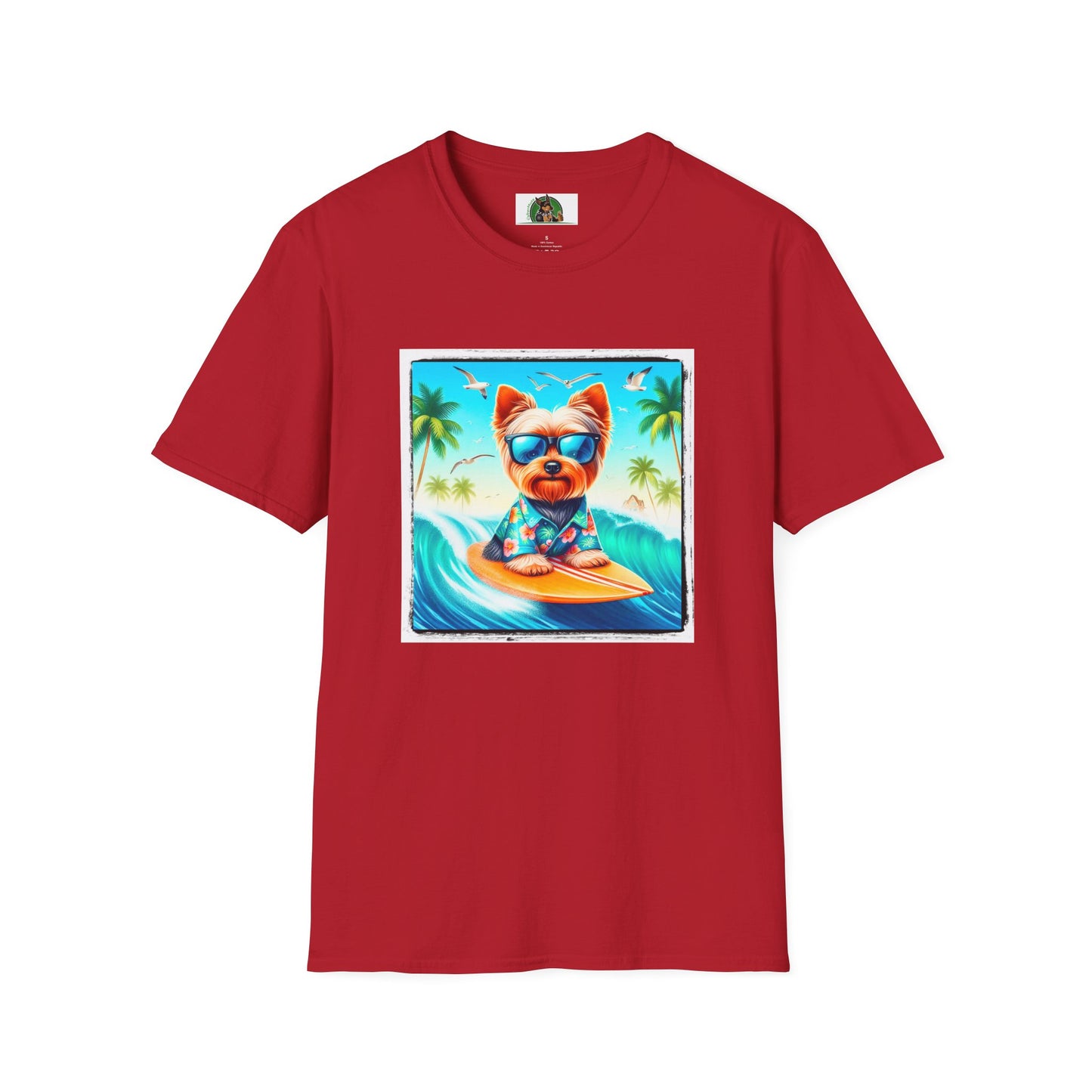 Yorkie blue waves shirt T-Shirt Printify S Cherry Red
