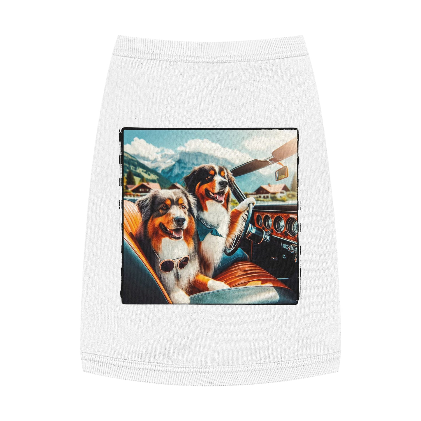 Pet Tank Top Wacky Australian Shepherd Pets Printify M White