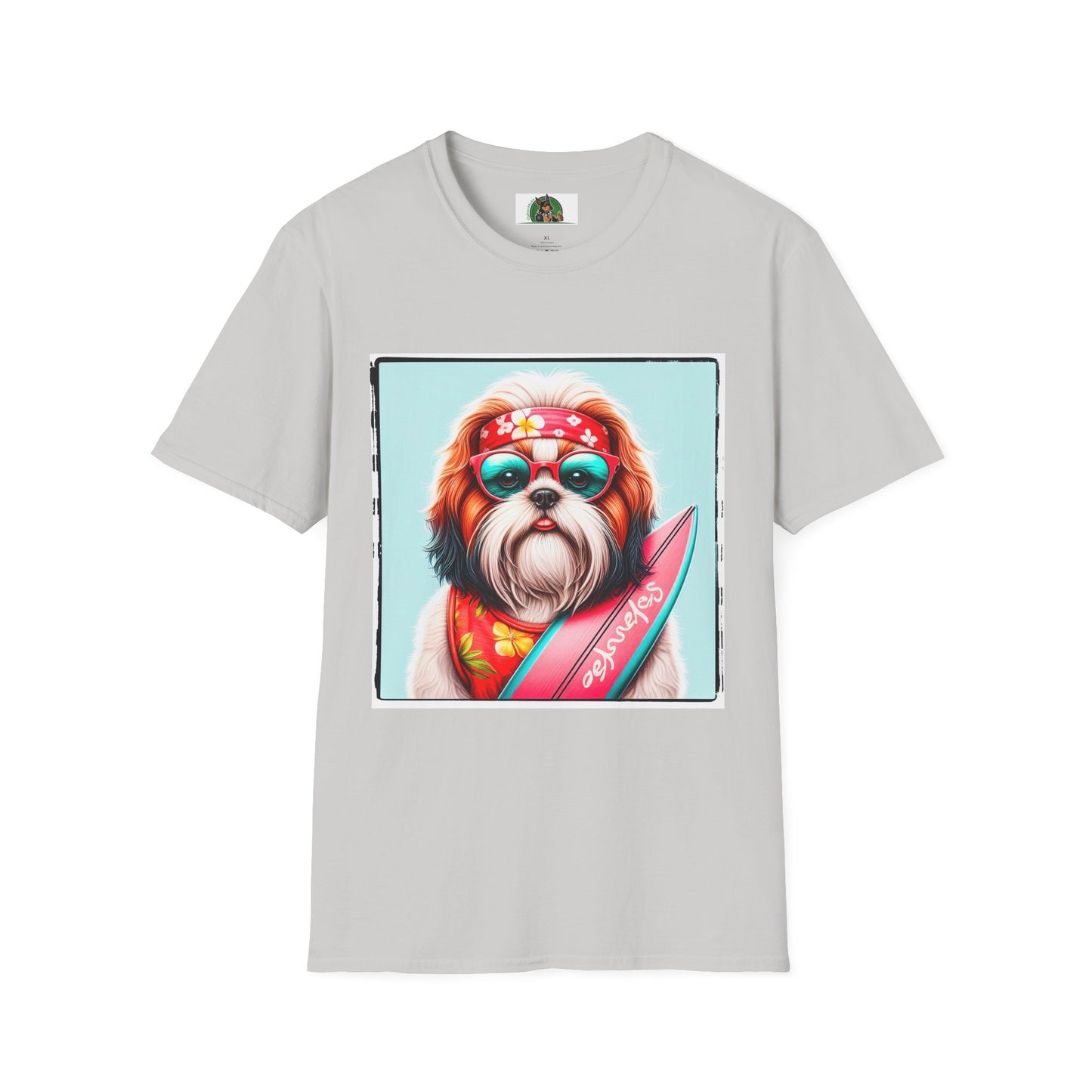 Shih Tzu surfer shirt T-Shirt Printify S Ice Grey