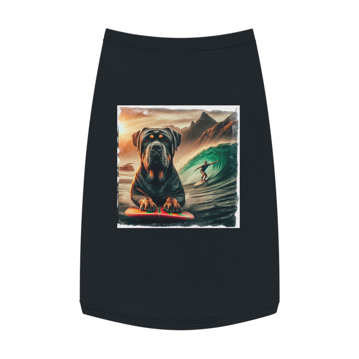 Pet Tank Top Cane Corso Surfing Dog Pets Printify L Black