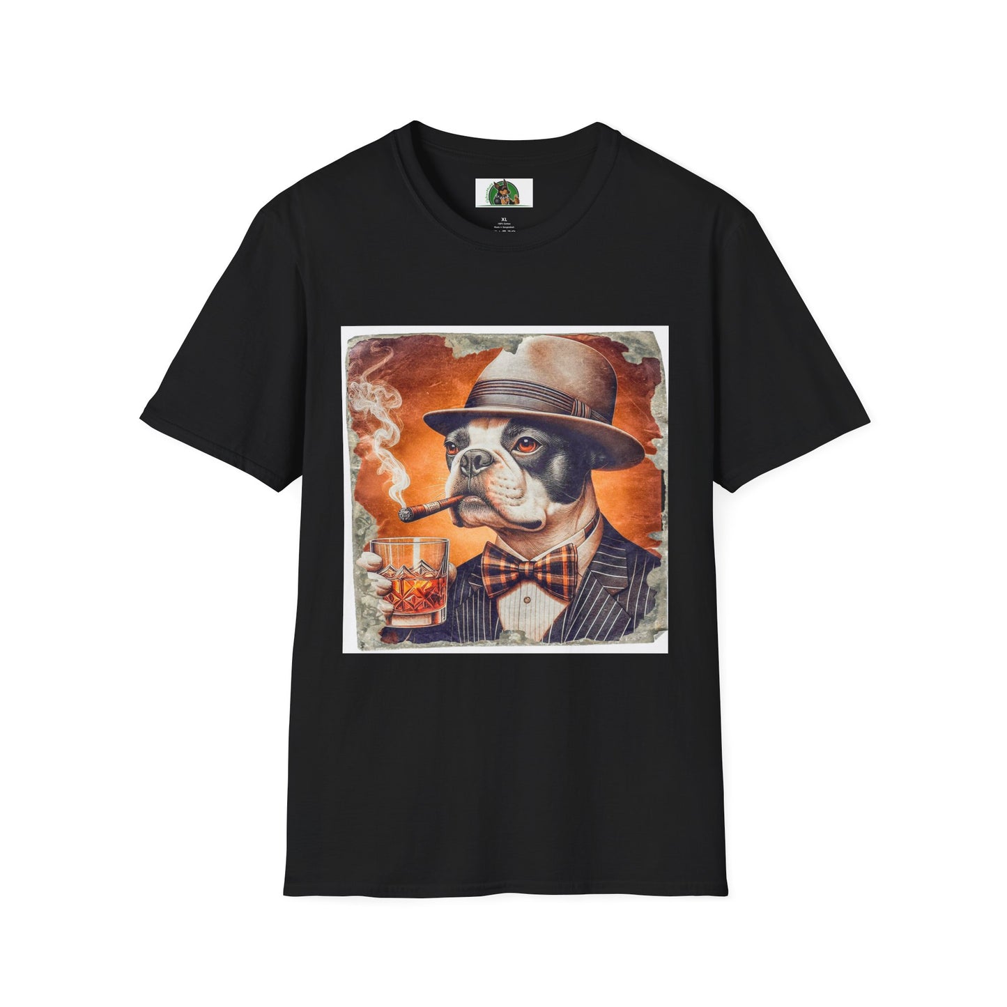 Boston Terrier Smoking T-Shirt T-Shirt Printify XS Black