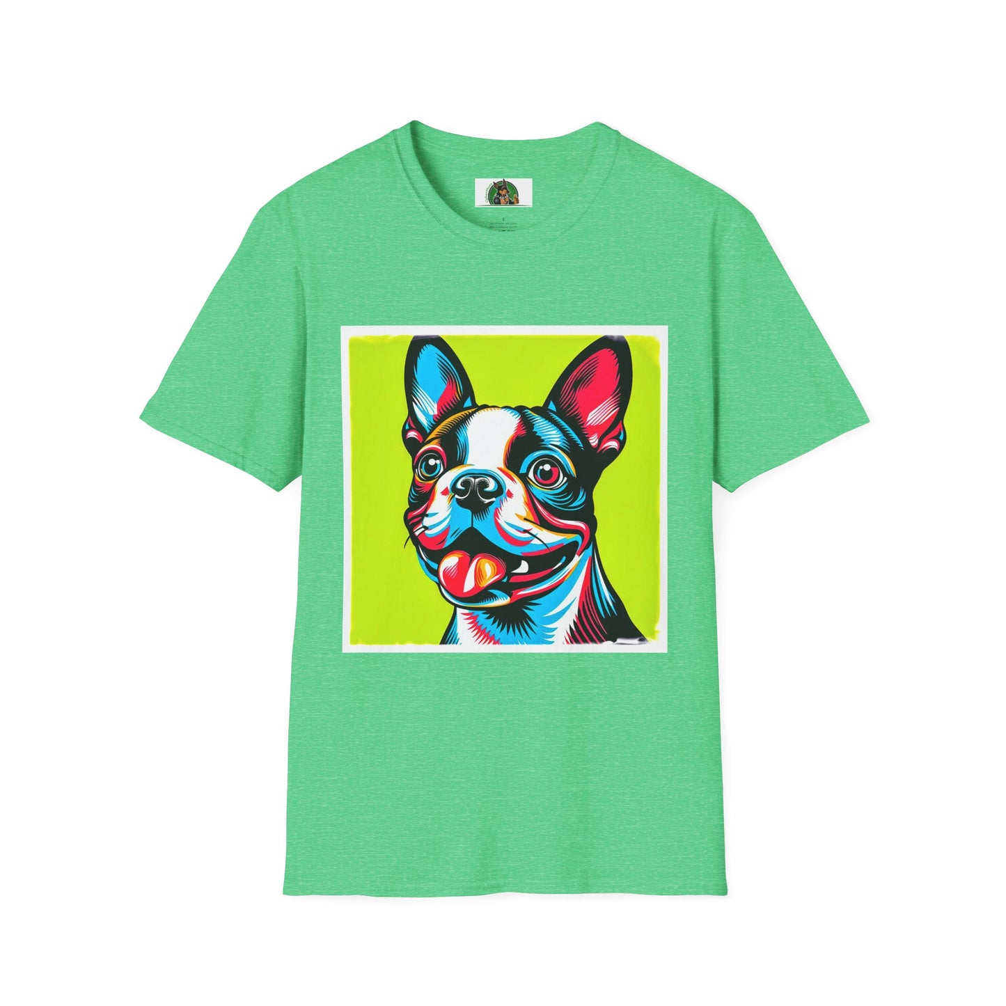 Boston Terrier Pop Art TShirt T-Shirt Printify S Heather Irish Green