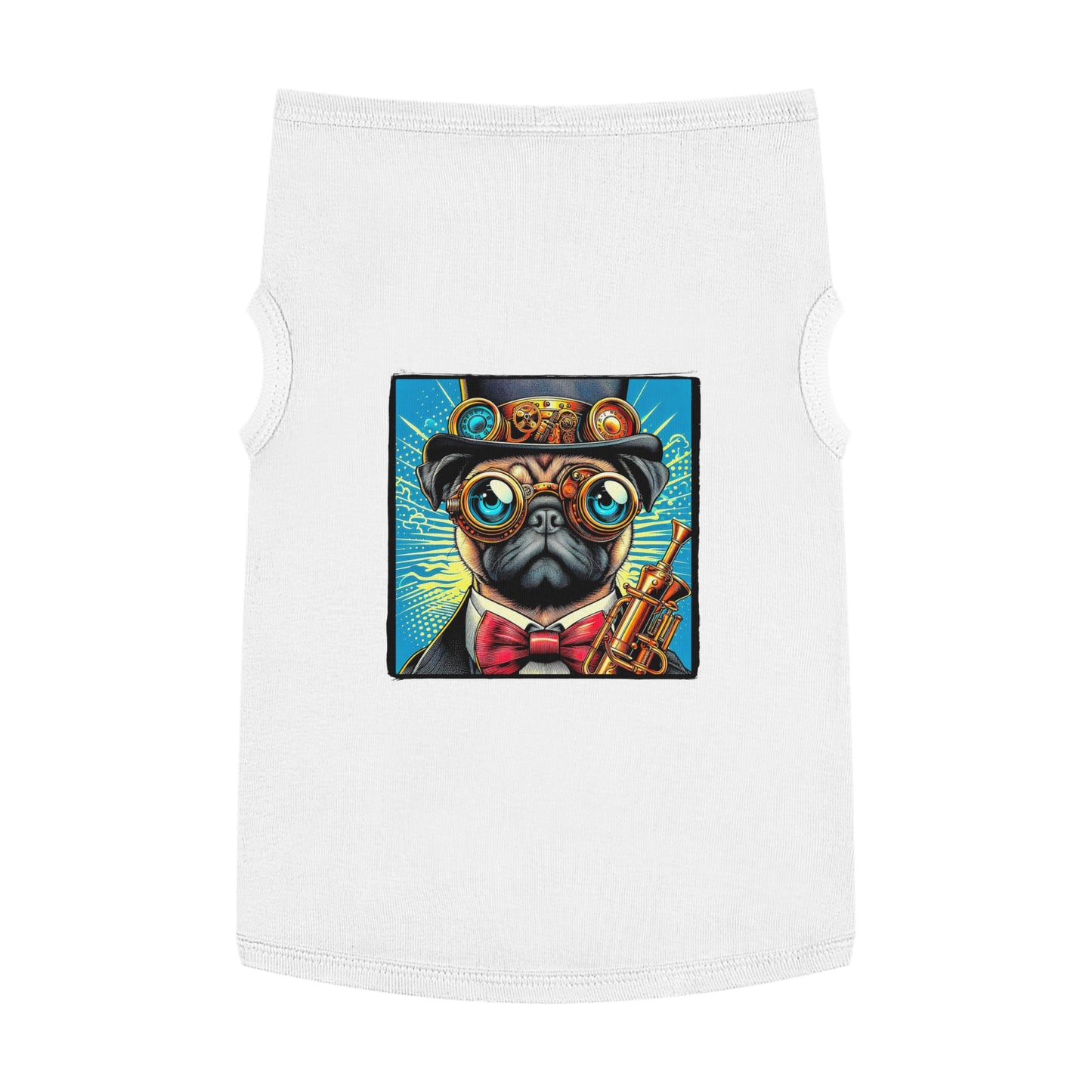 Pet Tank Top Pug steam punk cutie Pets Printify XL White