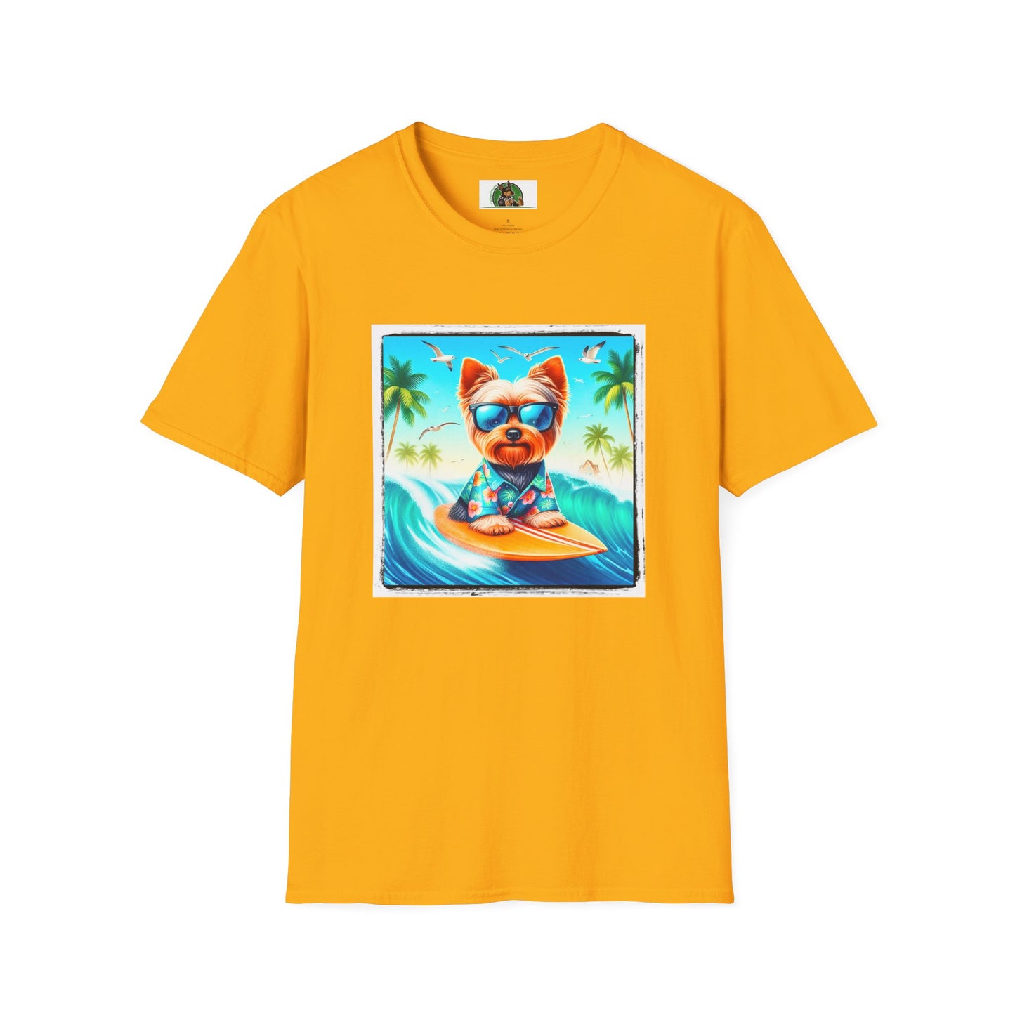Yorkie blue waves shirt T-Shirt Printify S Gold