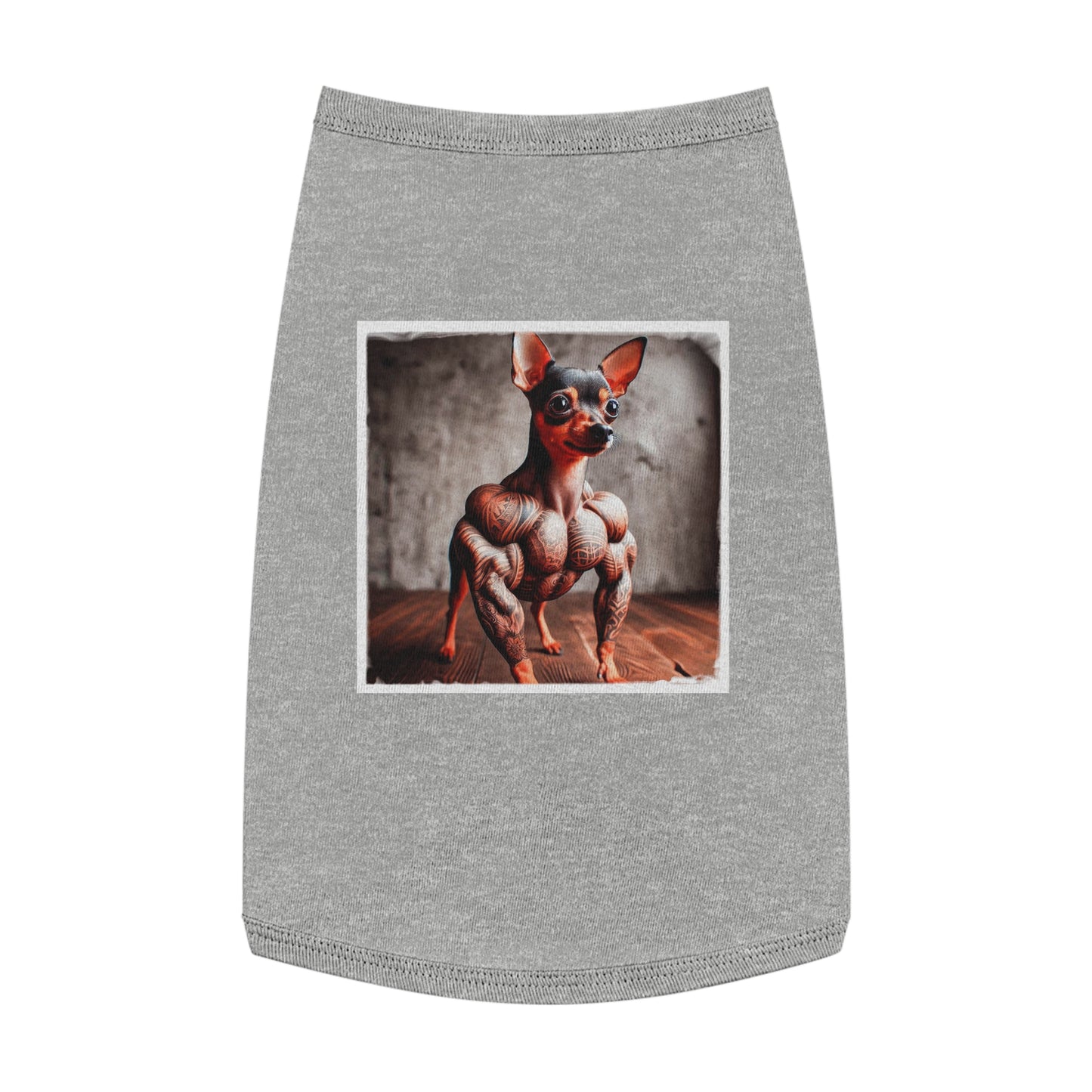 - Min Pin Tank Tops tiny muscles Pets Printify L Heather