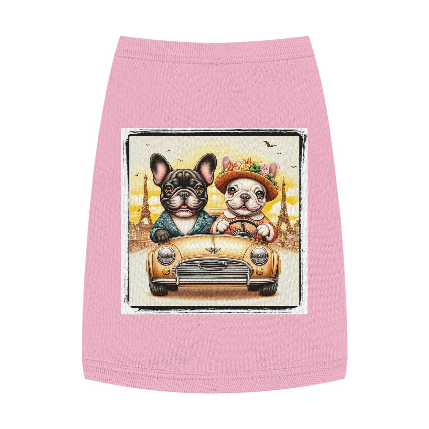 Wacky Pet Tank Top French Bulldog pretty in Paris t shirt Pets Printify M Pink
