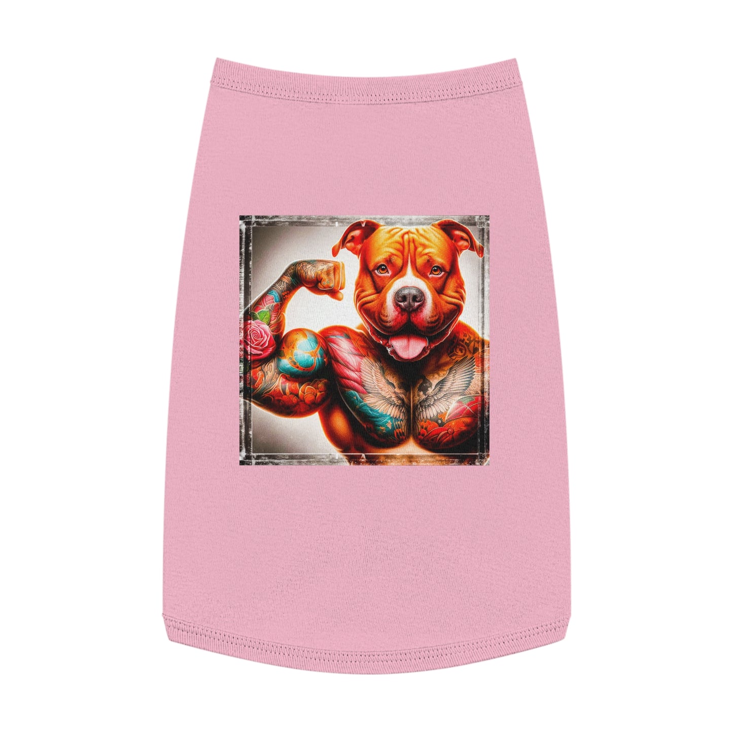 Pet Tank Top Pit Bull arm muscles Pets Printify L Pink