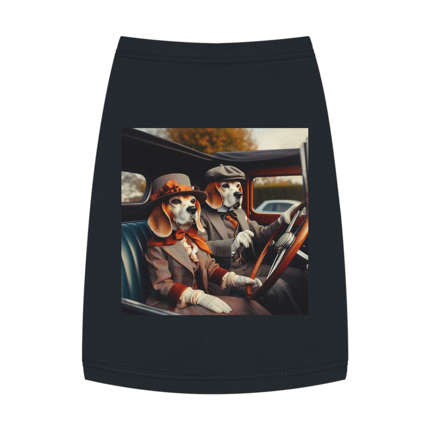Pet Tank Top Wacky Beagle Dogs In Old Time Car Pets Printify M Black