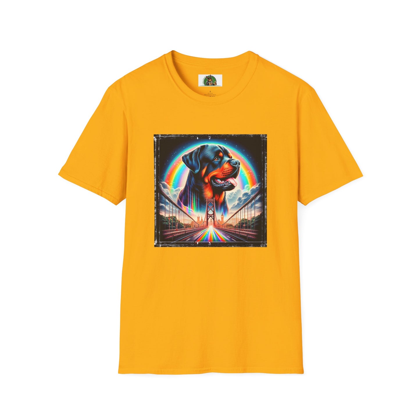 Rottweiler colorful rainbow T-Shirt Printify S Gold