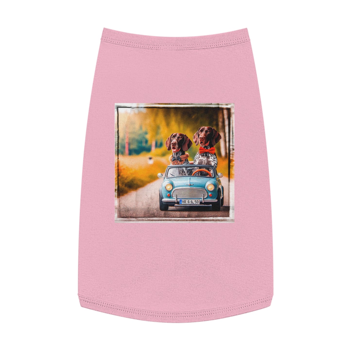 Wacky Pet Tank Top German Shorthaired Pointer tiny car driving t shirt Pets Printify L Pink