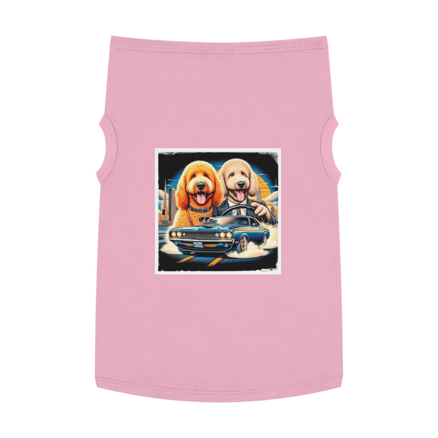 Pet Tank Golden Doodle driving fun t shirt Pets Printify XL Pink