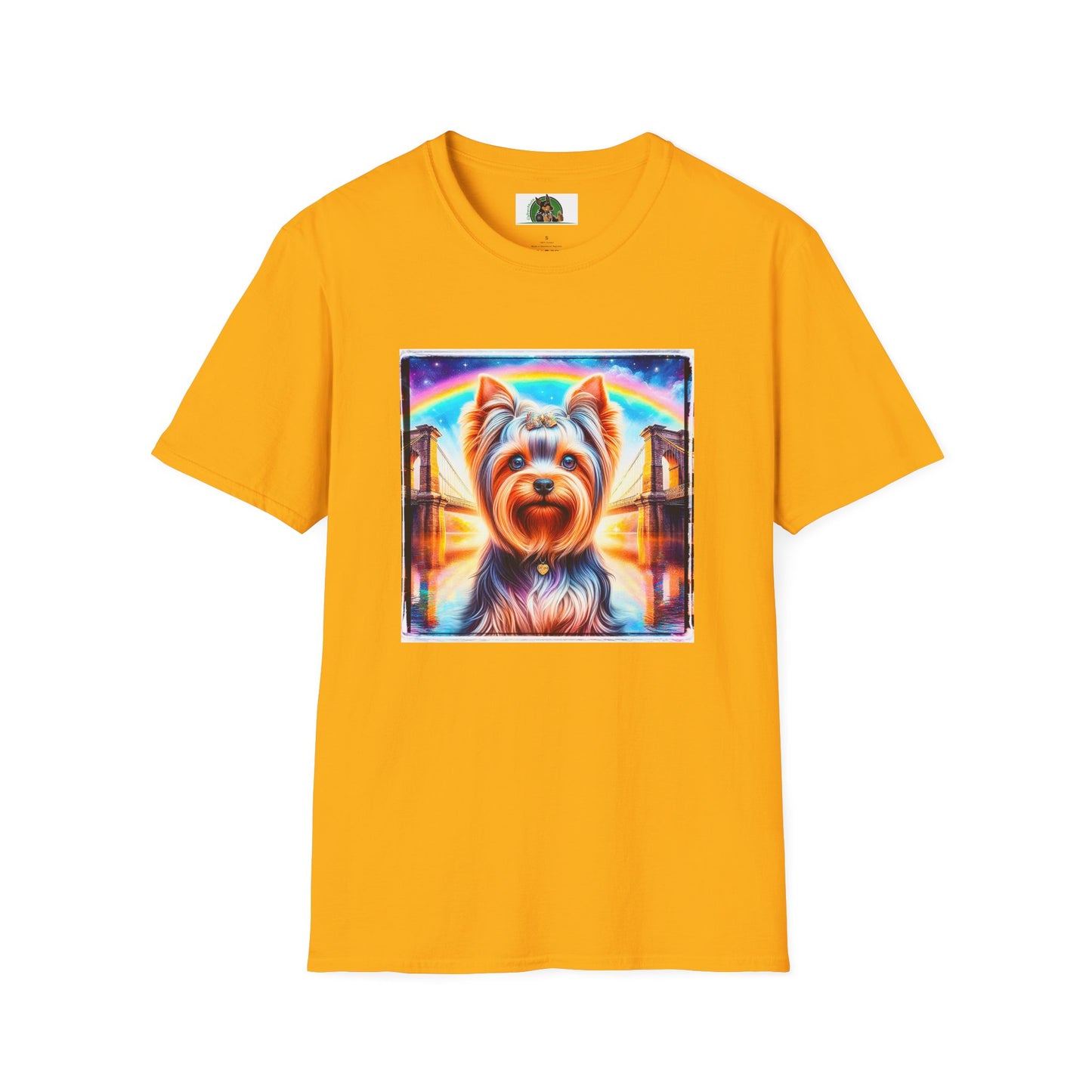 Yorkie rainbow bridge shirt T-Shirt Printify S Gold
