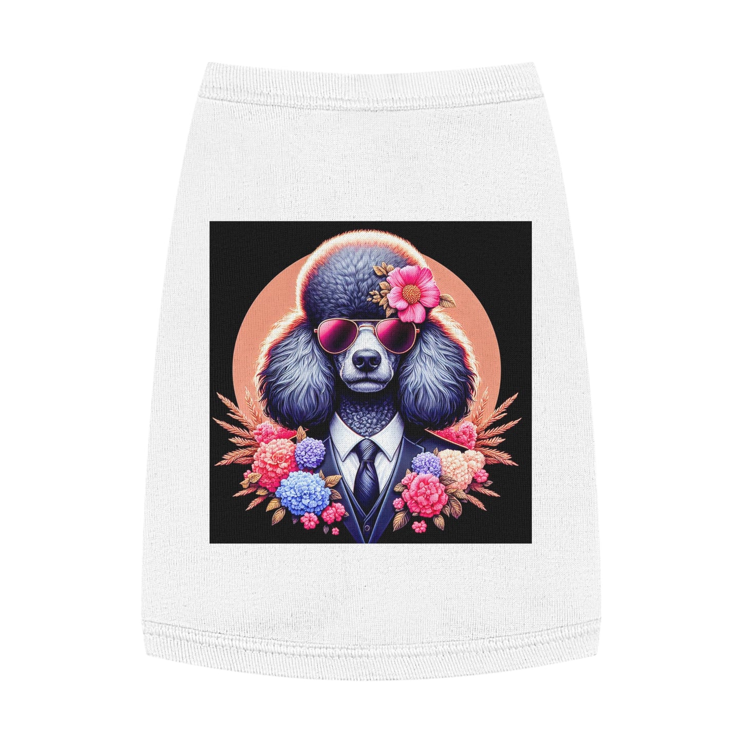 Pet Tank Top Poodle flower business msn Pets Printify M White