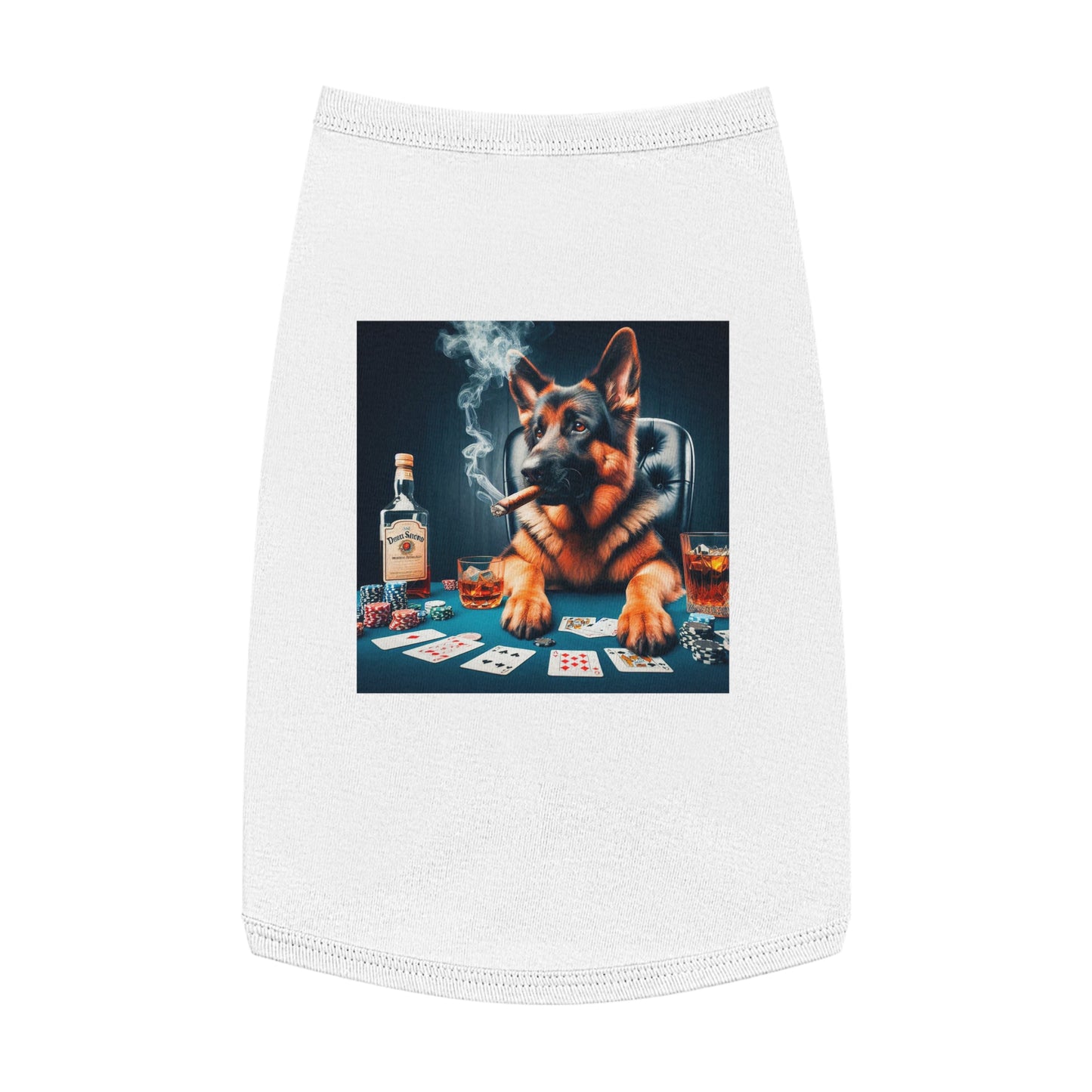 German Shepherd poker player shirt Pets Printify L White