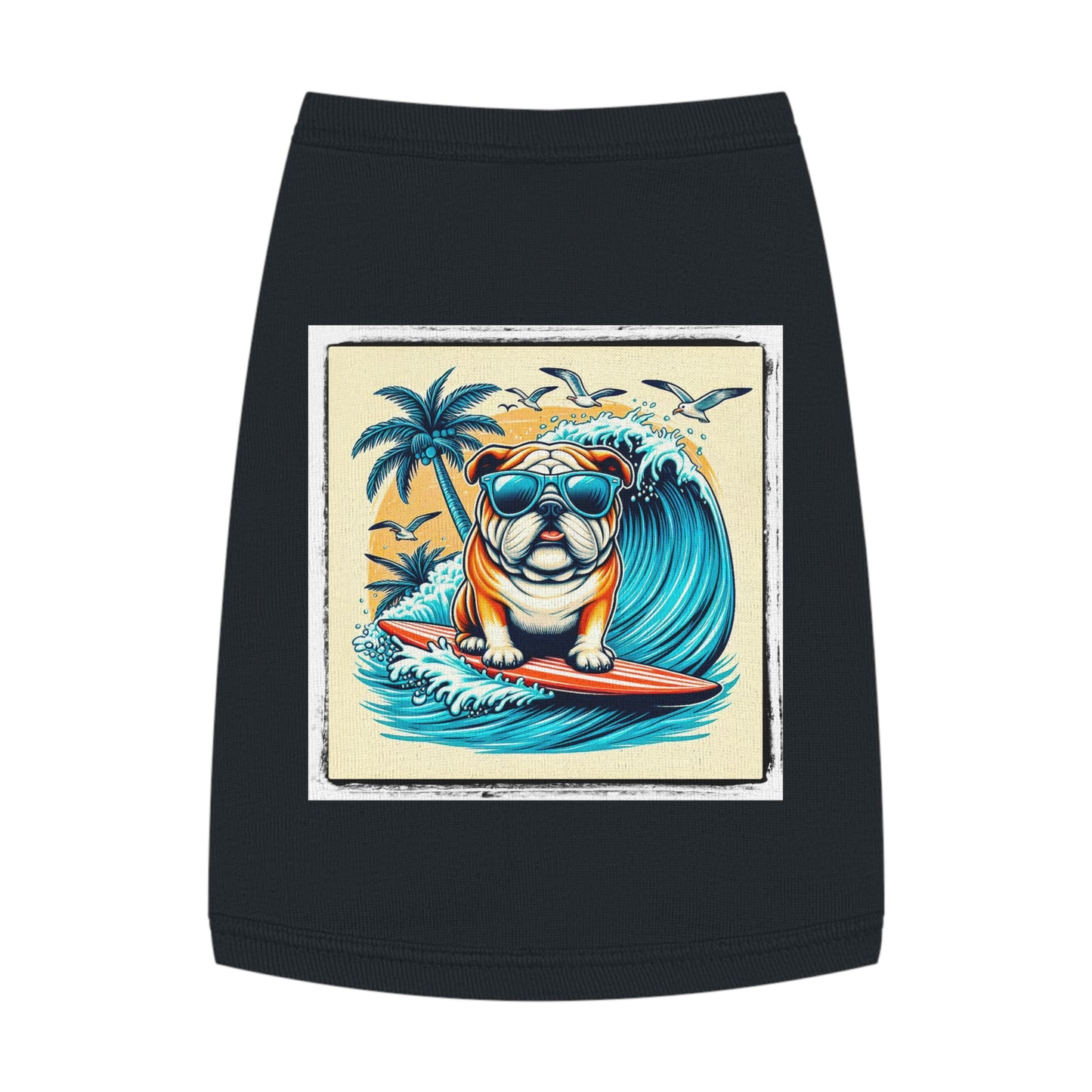 Pet Tank Top Bulldog Hawaiian surf t shirt Pets Printify M Black