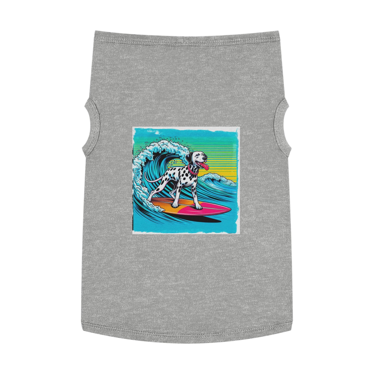 Pet Tank Top Dalmatian colorful waves t shirt Pets Printify XL Heather