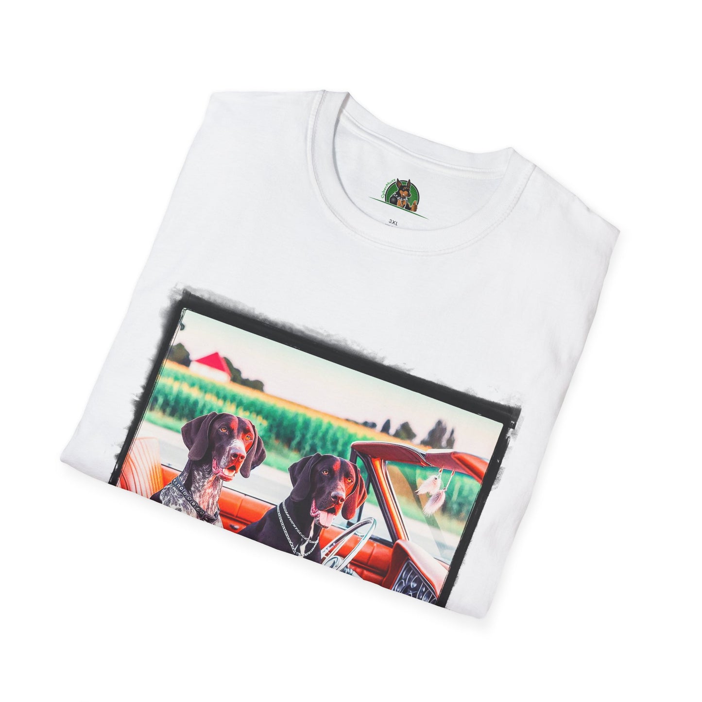 Wacky German Shorthaired Pointer friends driving t shirt T-Shirt Printify