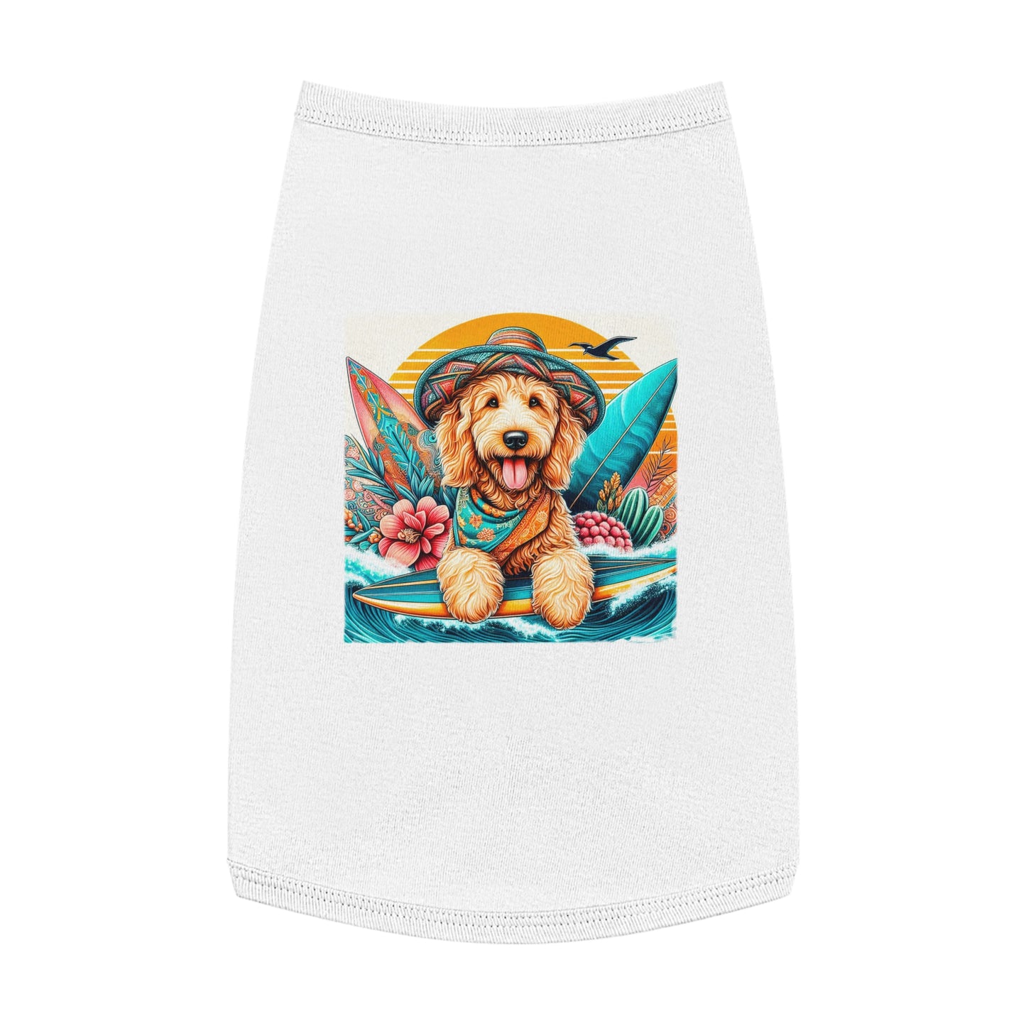 Pet Tank Golden Doodle pretty with flowers shirt Pets Printify L White