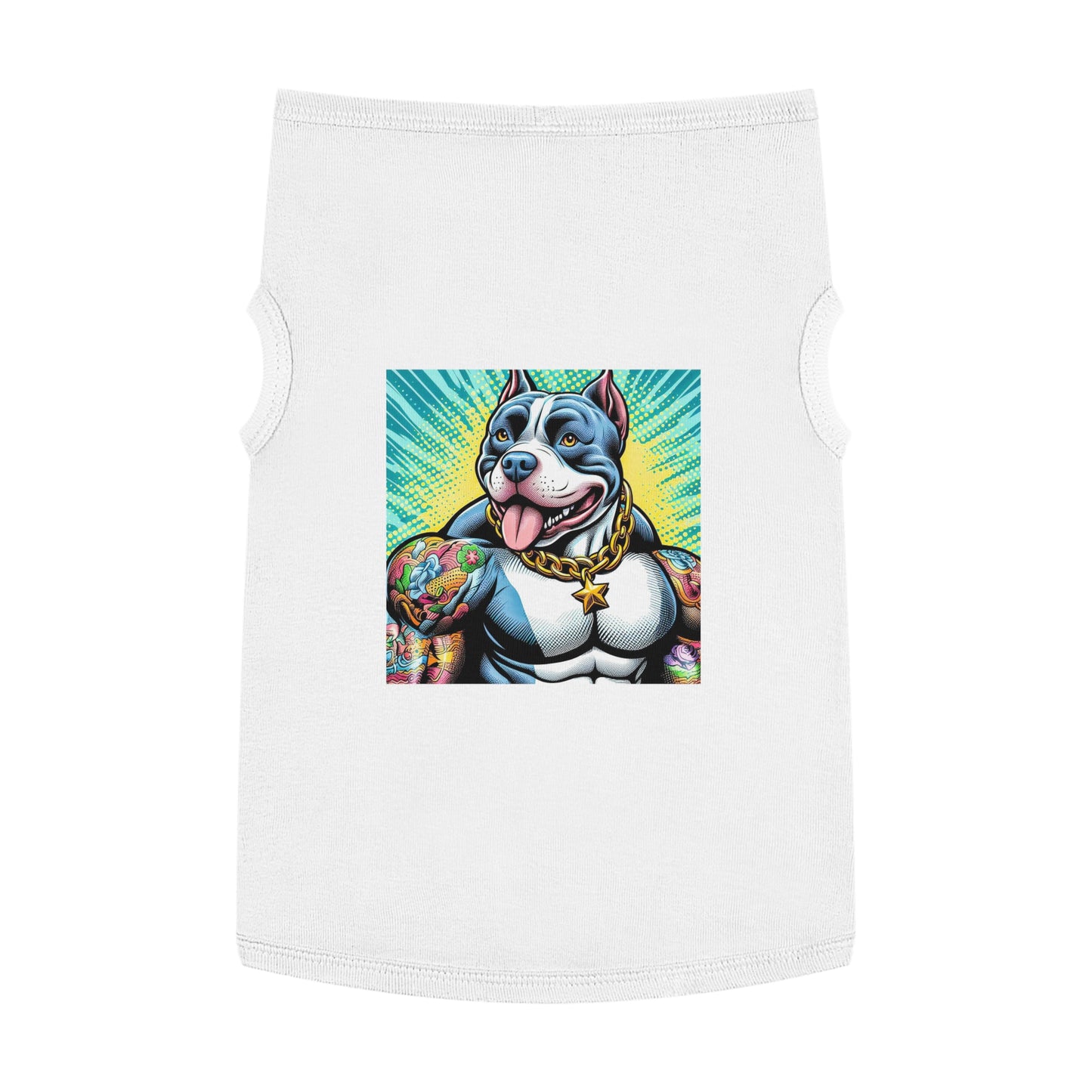 Pet Tank Top Pit Bull huge muscles shirt Pets Printify XL White