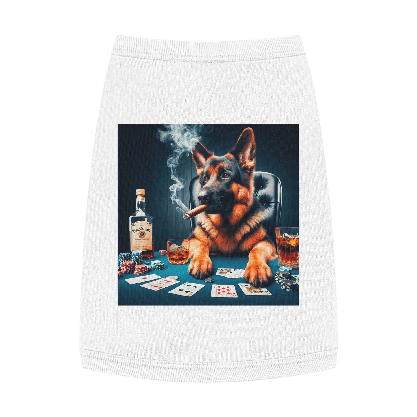 German Shepherd poker player shirt Pets Printify M White